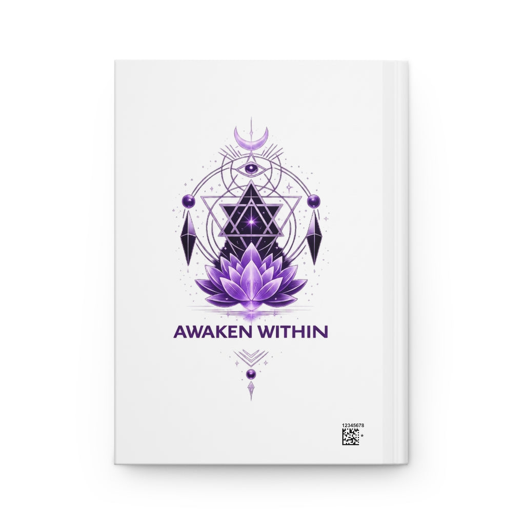Hardcover Journal — "My Faith, My Focus" Spiritual Guided Notebook (Awaken Within, Lotus & Moon Design)