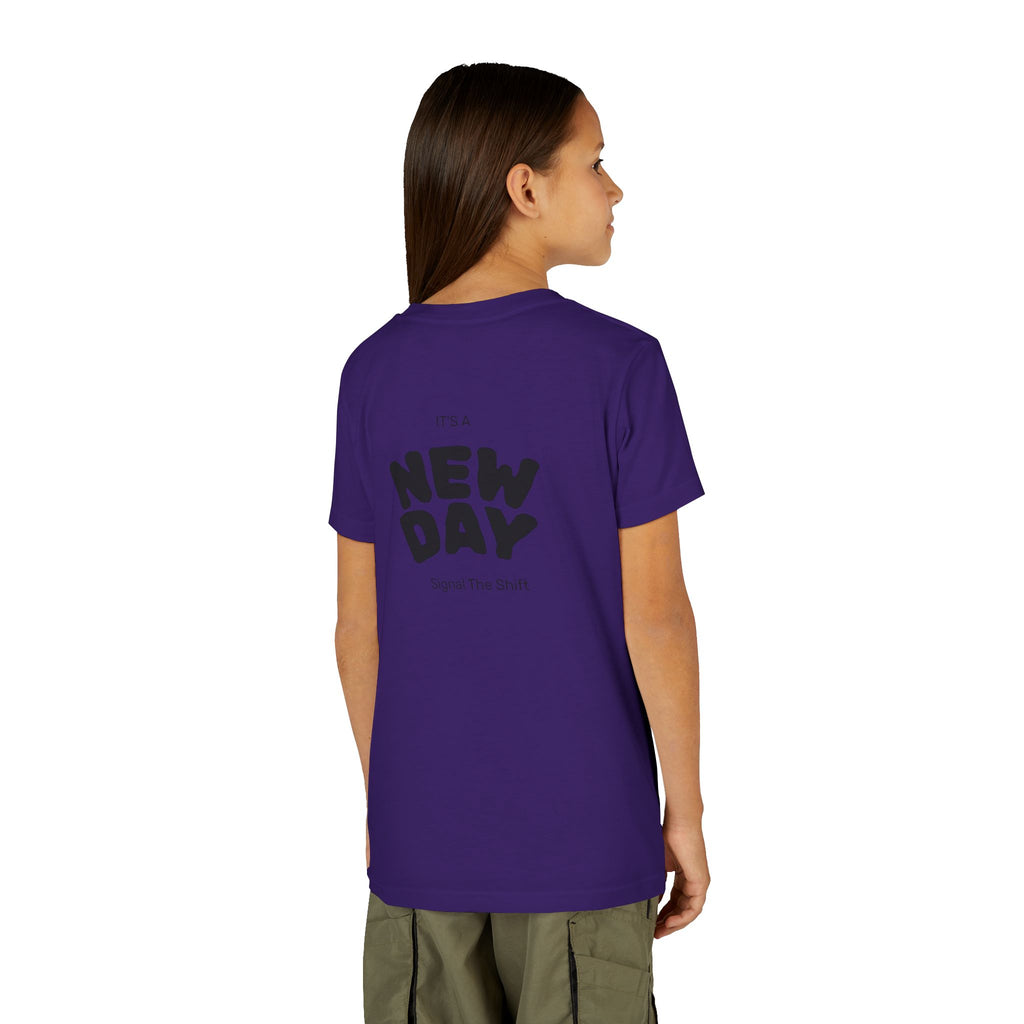 Youth Tee — "Awaken Within" Lotus Front & "It's a New Day" Back Inspirational Shirt