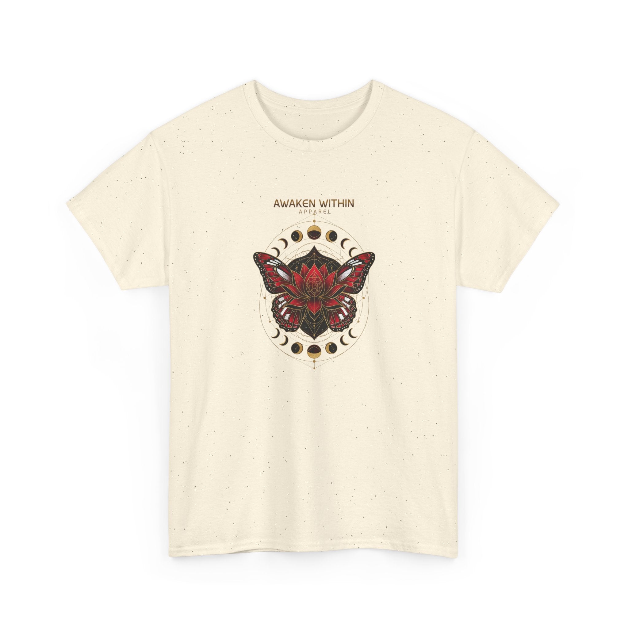Awaken Within Tee — Red Lotus & Moth Spiritual Graphic T-Shirt