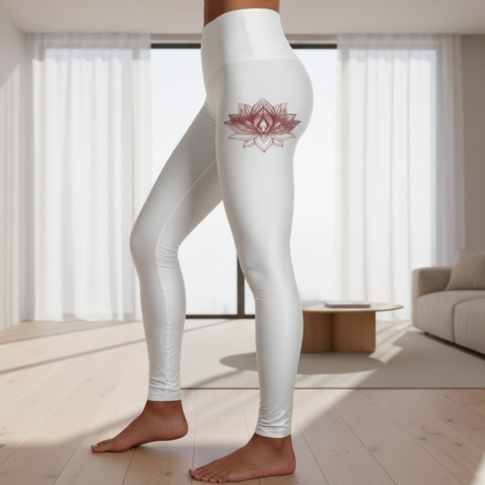 Lotus Logo High-Waisted Yoga Leggings – Women's Spiritual Activewear | Awaken Within Apparel
