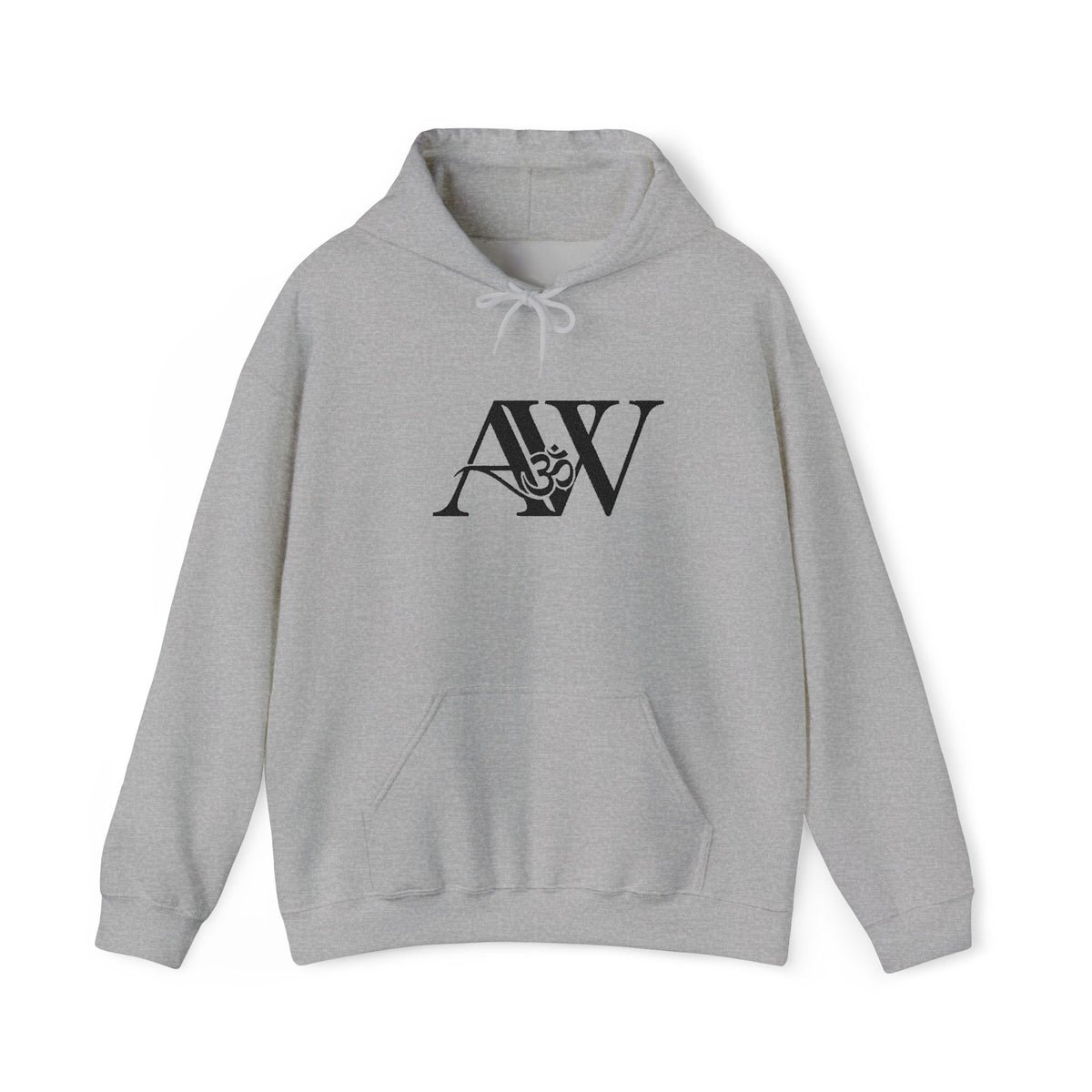 AWA Hero Logo Hoodie — AW Om Serif Monogram Pullover Sweatshirt