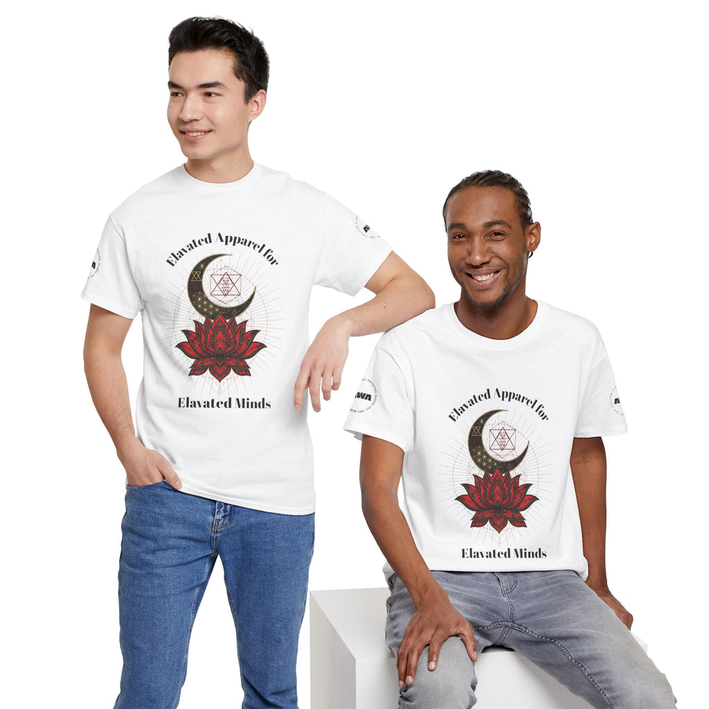 Lotus Moon Tee — "Elevated Minds" Spiritual Graphic T-Shirt - Awaken Within Apparel