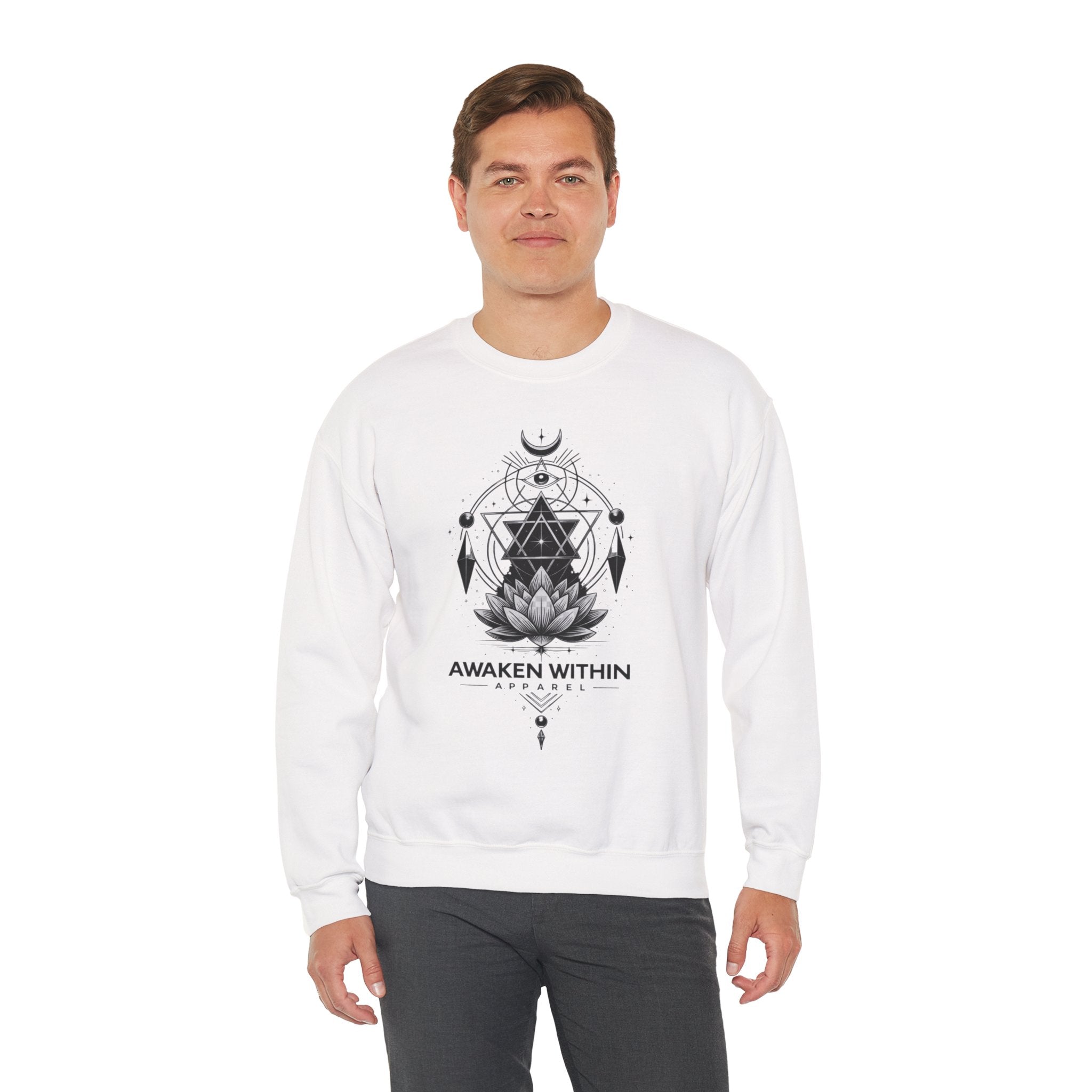 Lotus & Geometric Spiritual Crewneck Sweatshirt