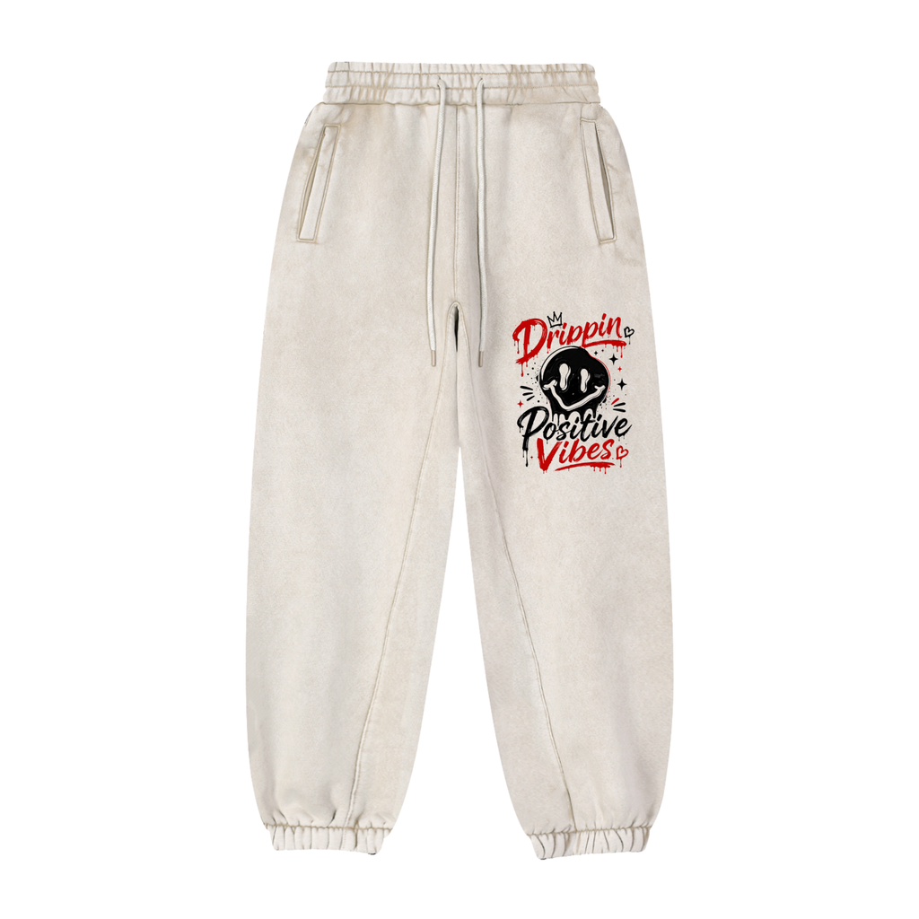 Fleeced Jogger Sweatpants-Drippin Positive Vibes Design