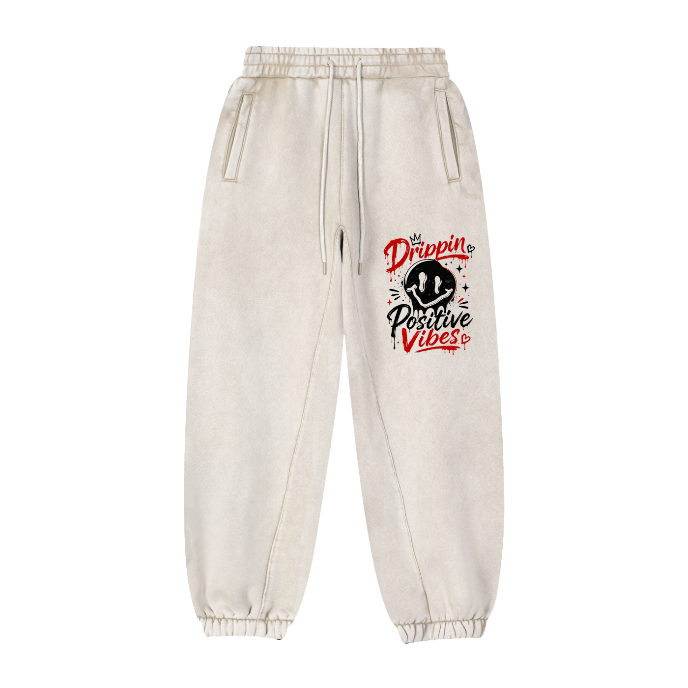 Fleeced Jogger Sweatpants-Drippin Positive Vibes Design