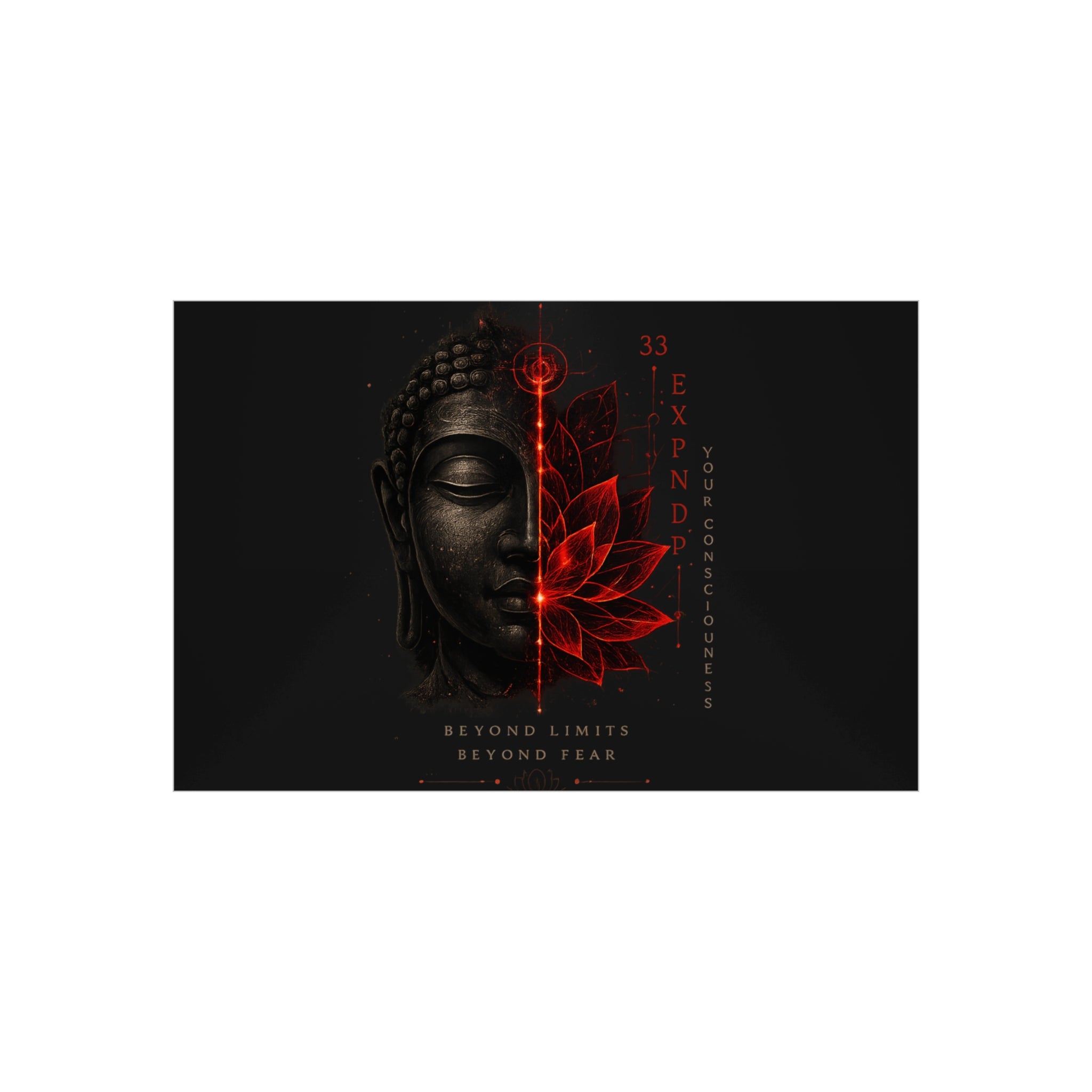 Foam Board - Red Lotus Buddha Wall Art | 'Beyond Limits Beyond Fear' Motivational Decor