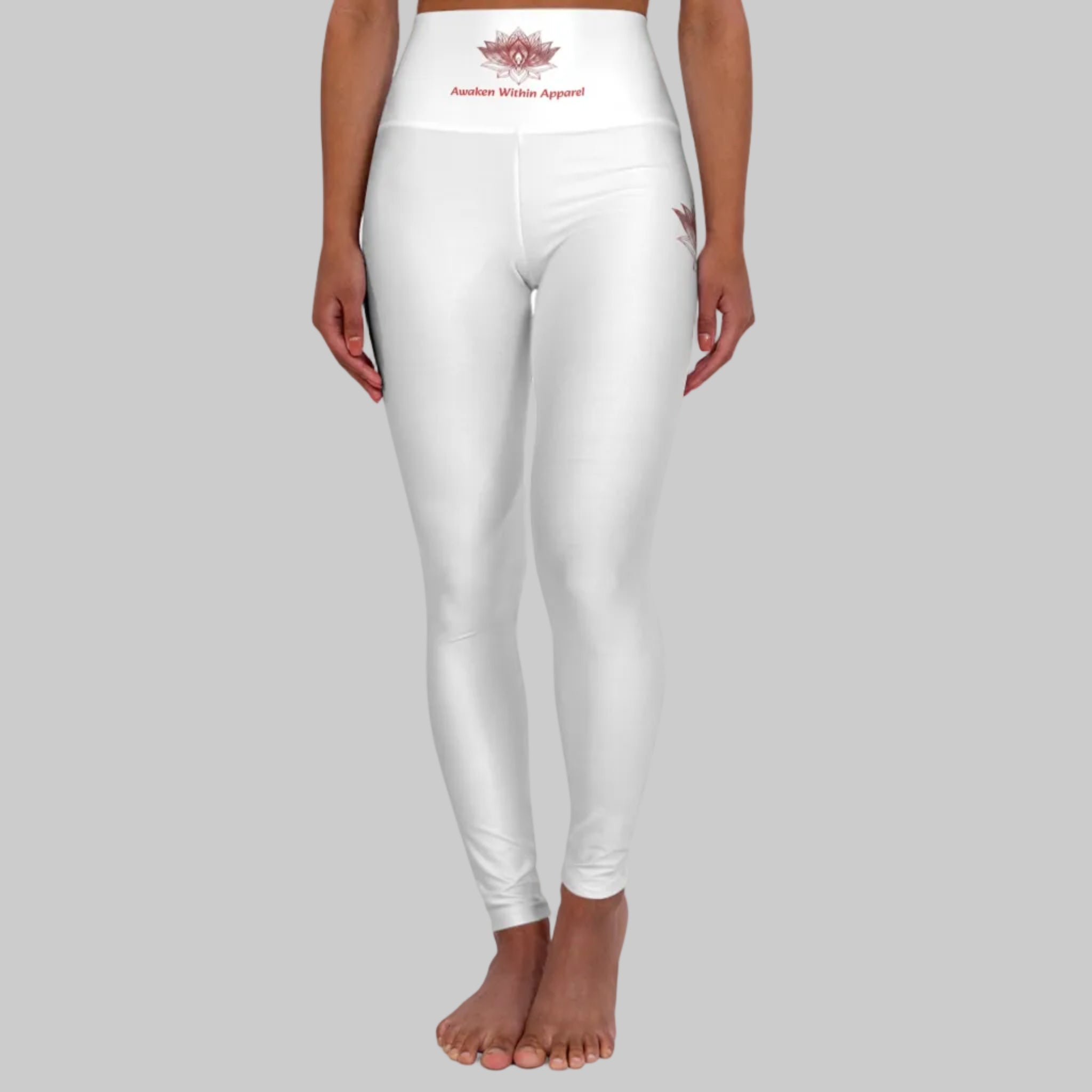 Lotus Logo High-Waisted Yoga Leggings – Women's Spiritual Activewear | Awaken Within Apparel
