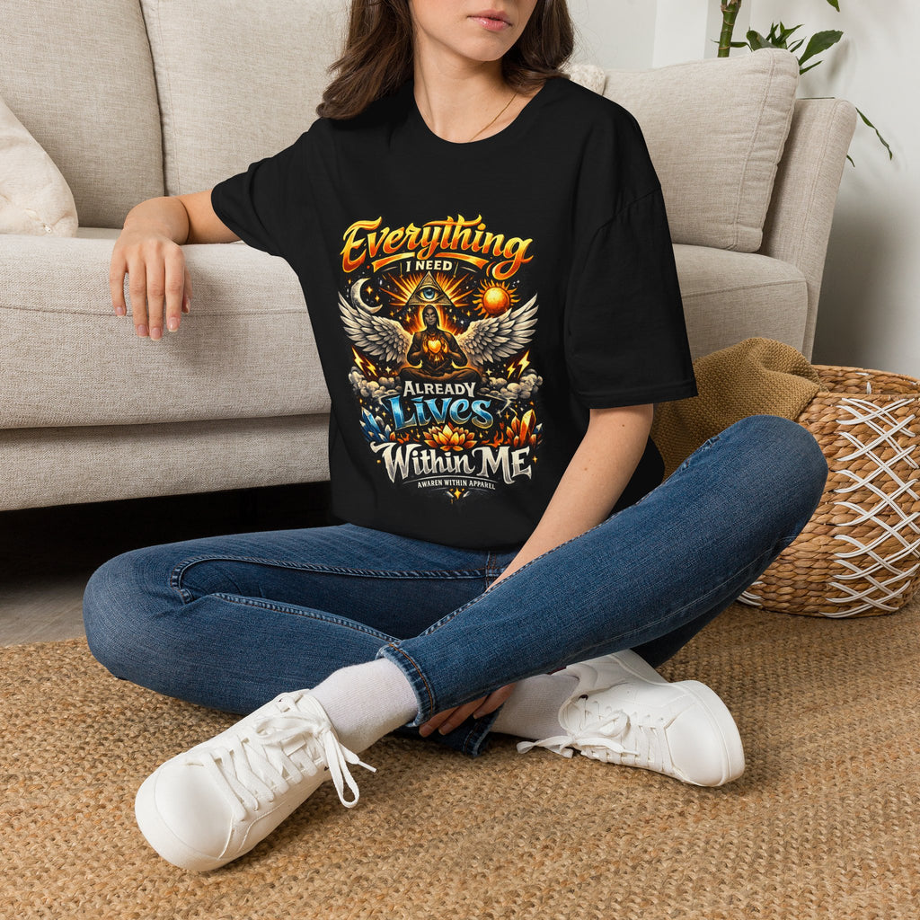 Spiritual Graphic T-Shirt — "Everything I Need Already Lives Within Me" - Awaken Within Apparel