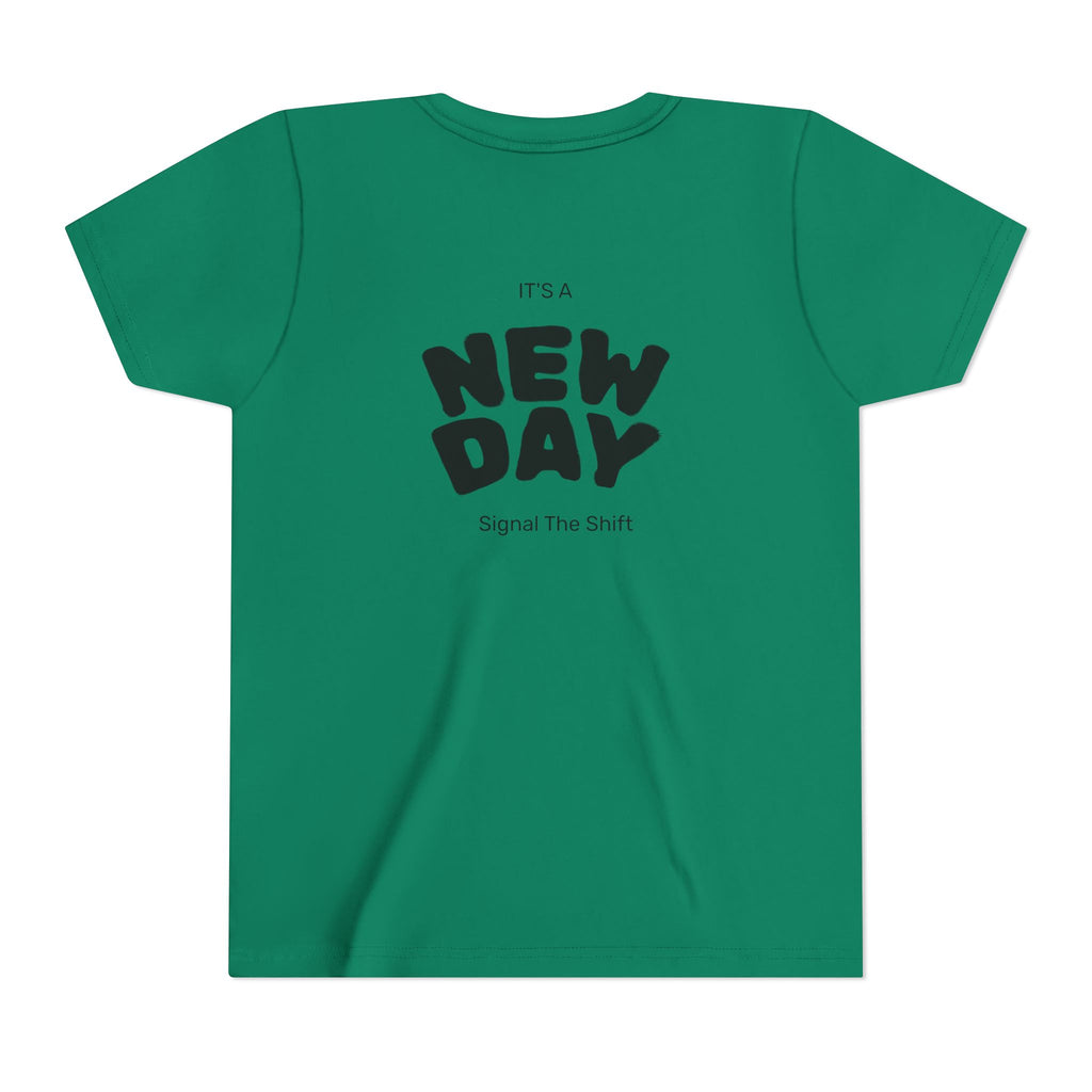 Youth Tee — "Awaken Within" Lotus Front & "It's a New Day" Back Inspirational Shirt