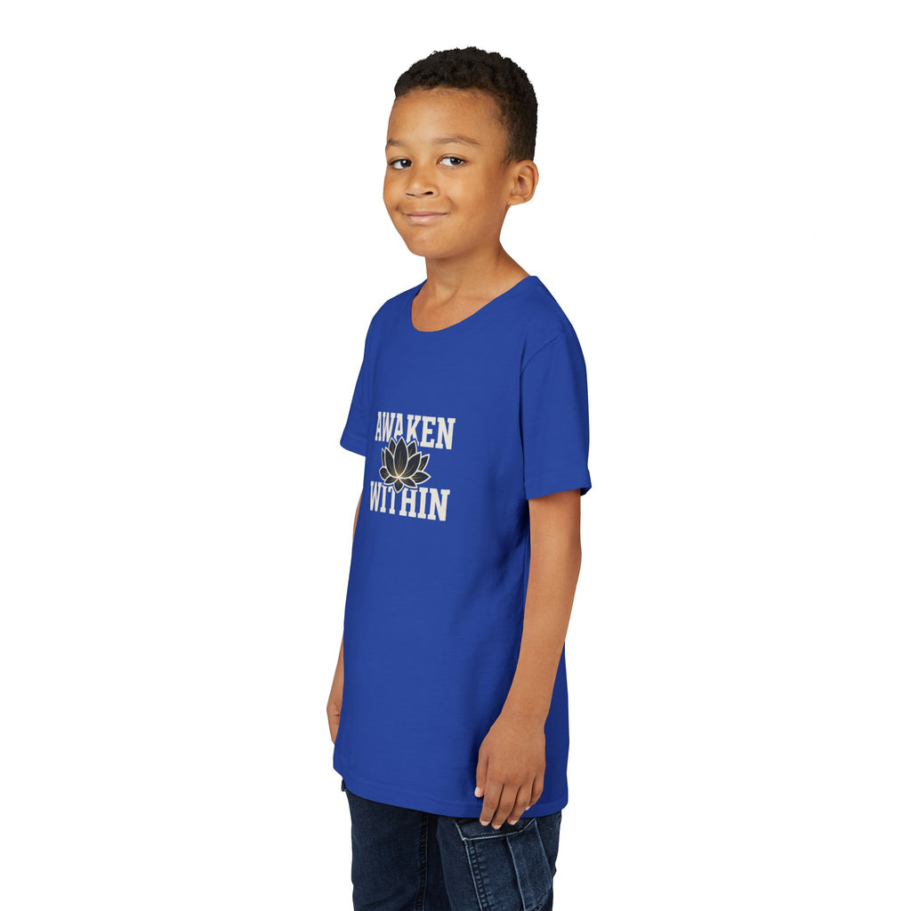 Youth Tee — "Awaken Within" Lotus Front & "It's a New Day" Back Inspirational Shirt