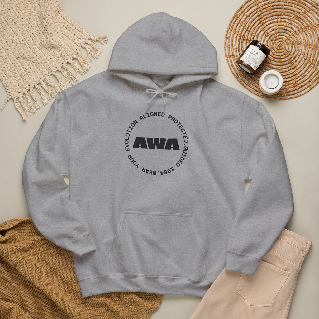AWA Circle Logo Hoodie — Minimalist Monochrome Pullover