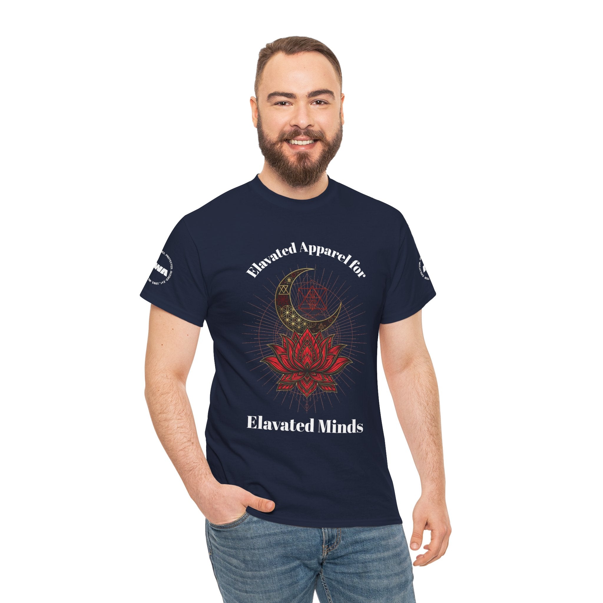 Elevated Minds Lotus Tee — Spiritual Graphic T-Shirt with Moon & Lotus - Awaken Within Apparel