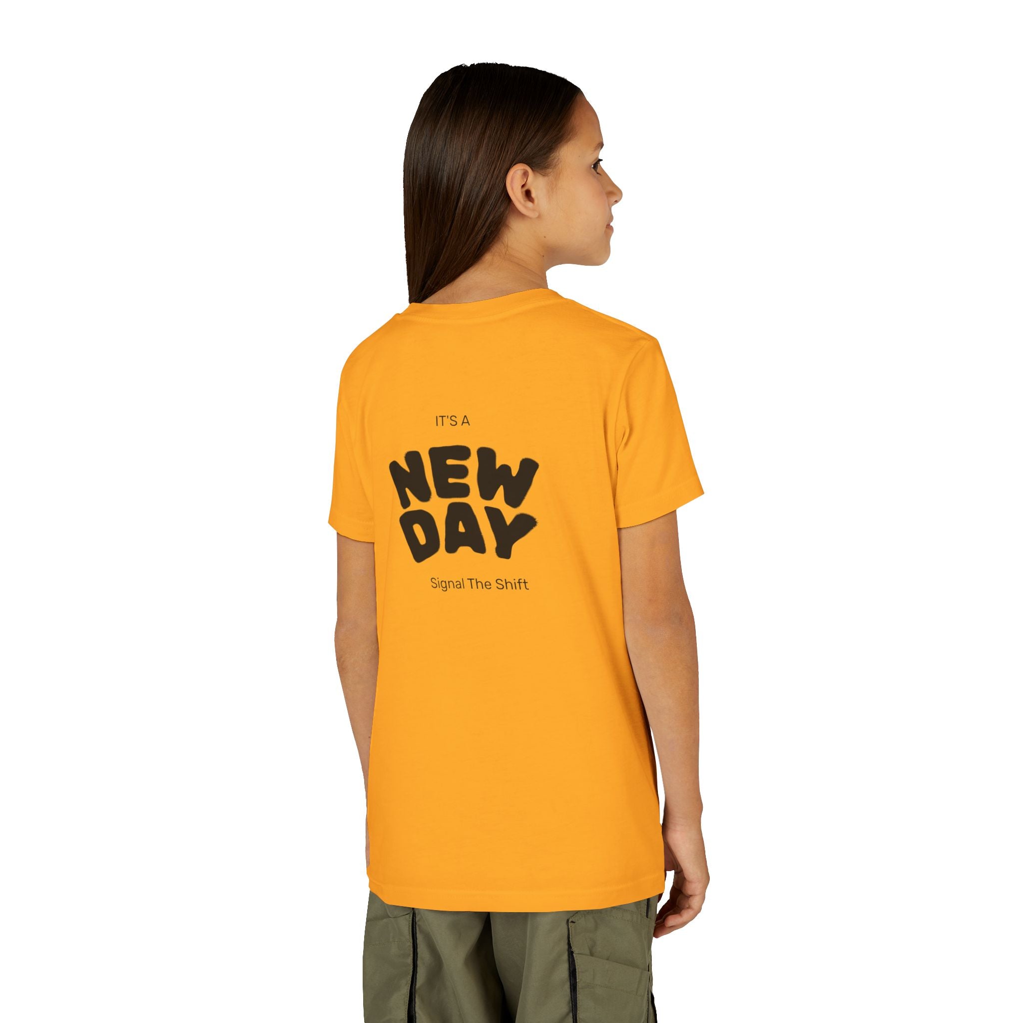 Youth Tee — "Awaken Within" Lotus Front & "It's a New Day" Back Inspirational Shirt
