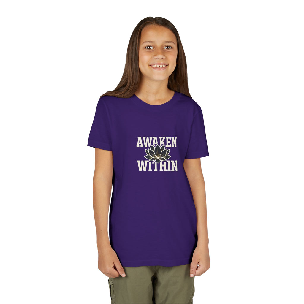 Youth Tee — "Awaken Within" Lotus Front & "It's a New Day" Back Inspirational Shirt