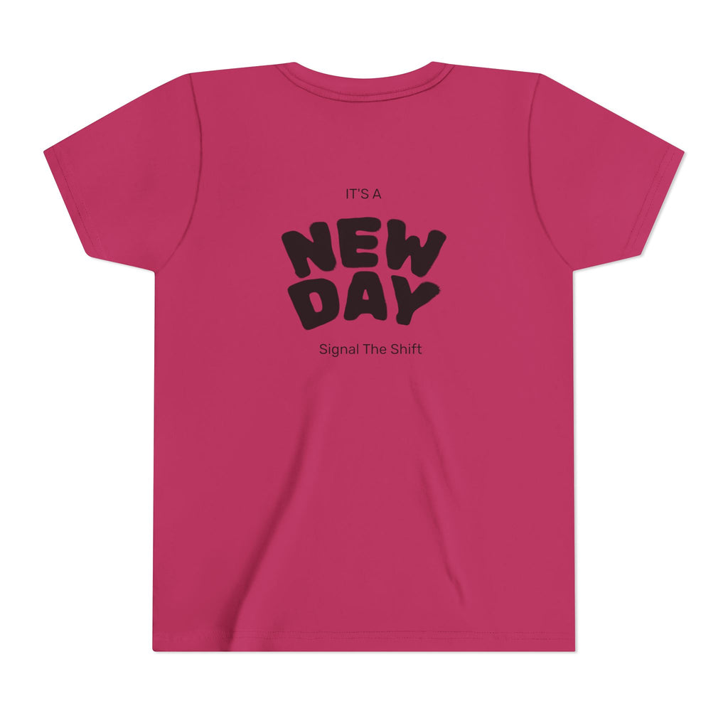 Youth Tee — "Awaken Within" Lotus Front & "It's a New Day" Back Inspirational Shirt