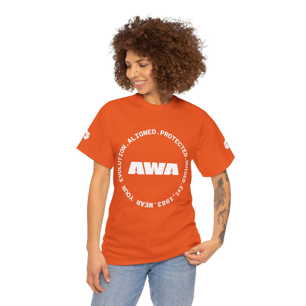 AWA Circle Logo Tee — Bold Black Graphic T‑Shirt with 'AWA' Emblem