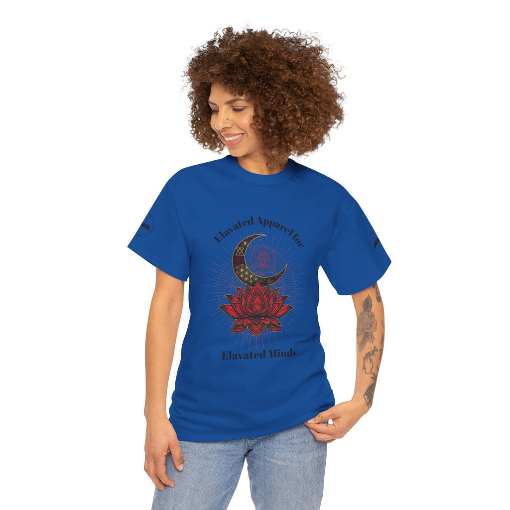 Lotus Moon Tee — "Elevated Minds" Spiritual Graphic T-Shirt - Awaken Within Apparel