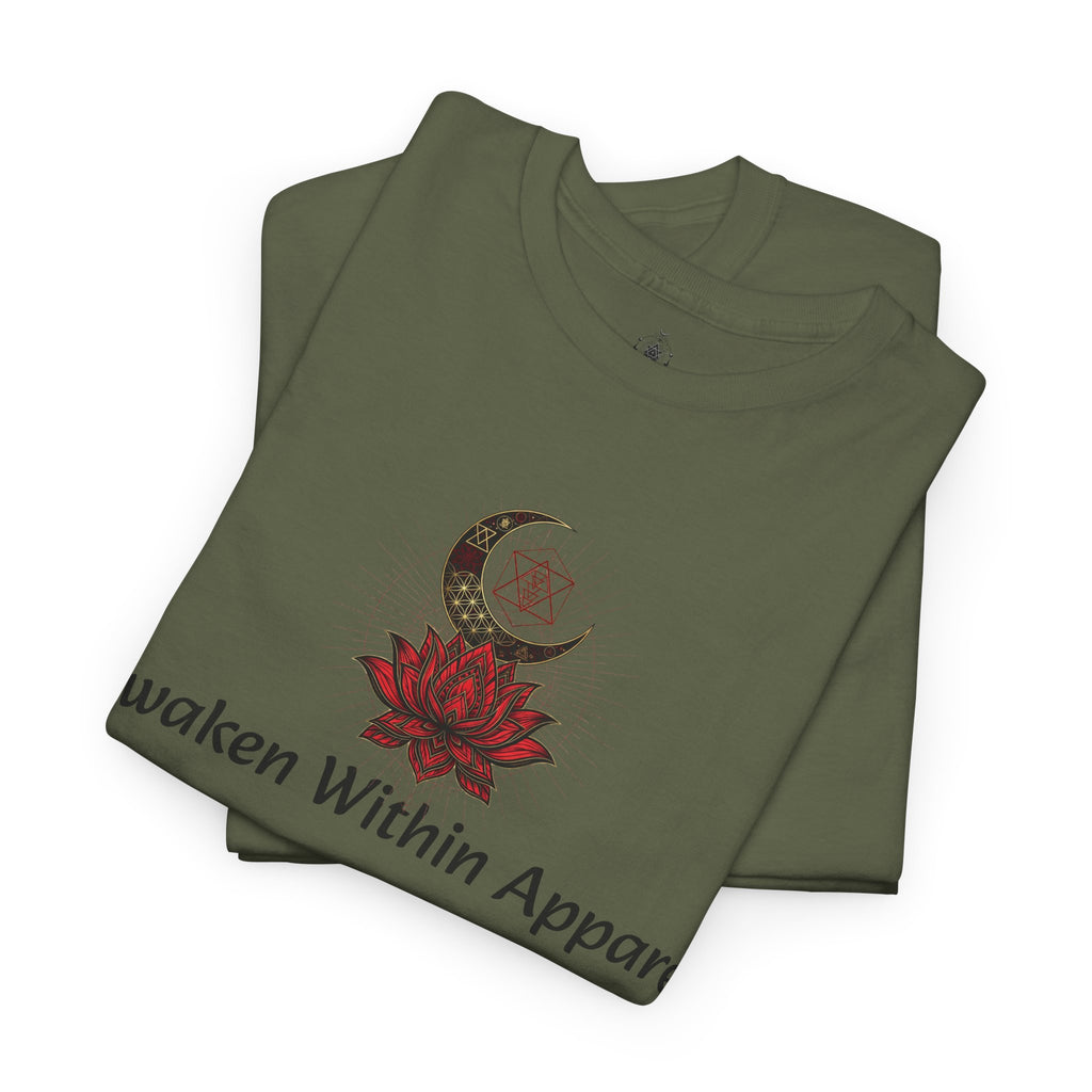 Awaken Within Apparel Tee — Crescent Moon & Sun Spiritual Graphic T-Shirt