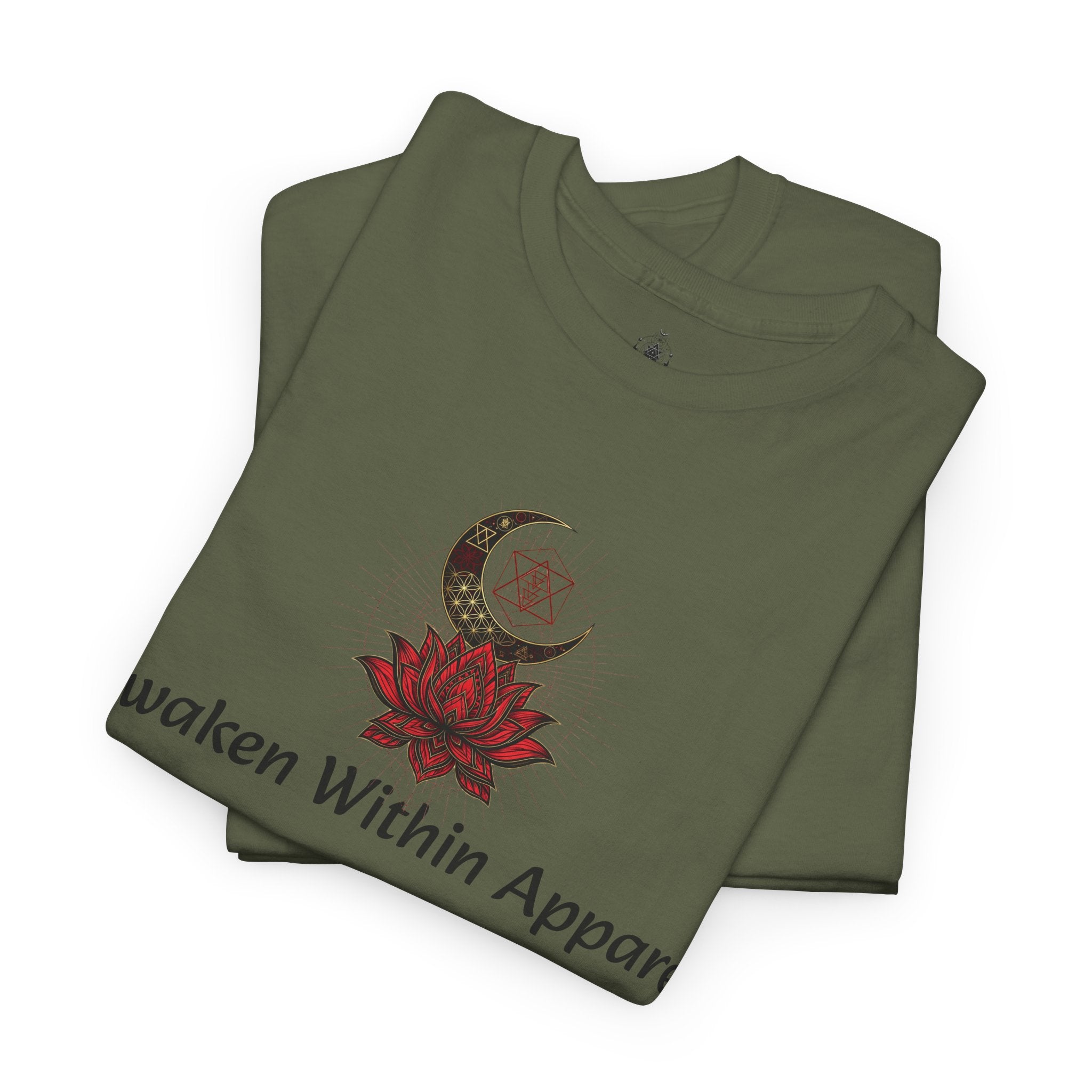 Awaken Within Apparel Tee — Crescent Moon & Sun Spiritual Graphic T-Shirt