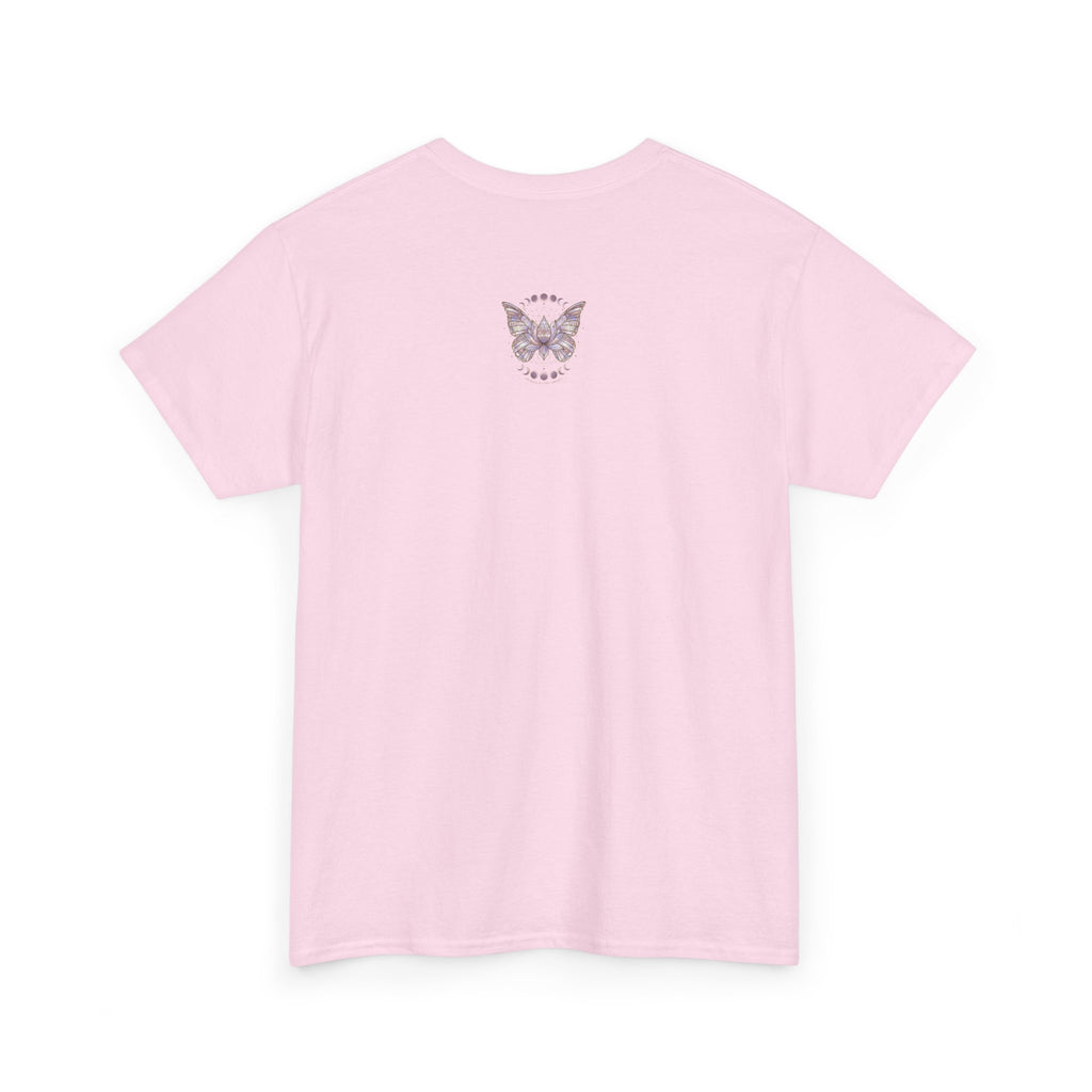 Mystic Moon Butterfly Tee — Floral Lotus Moth Tee for Spiritual & Boho Style