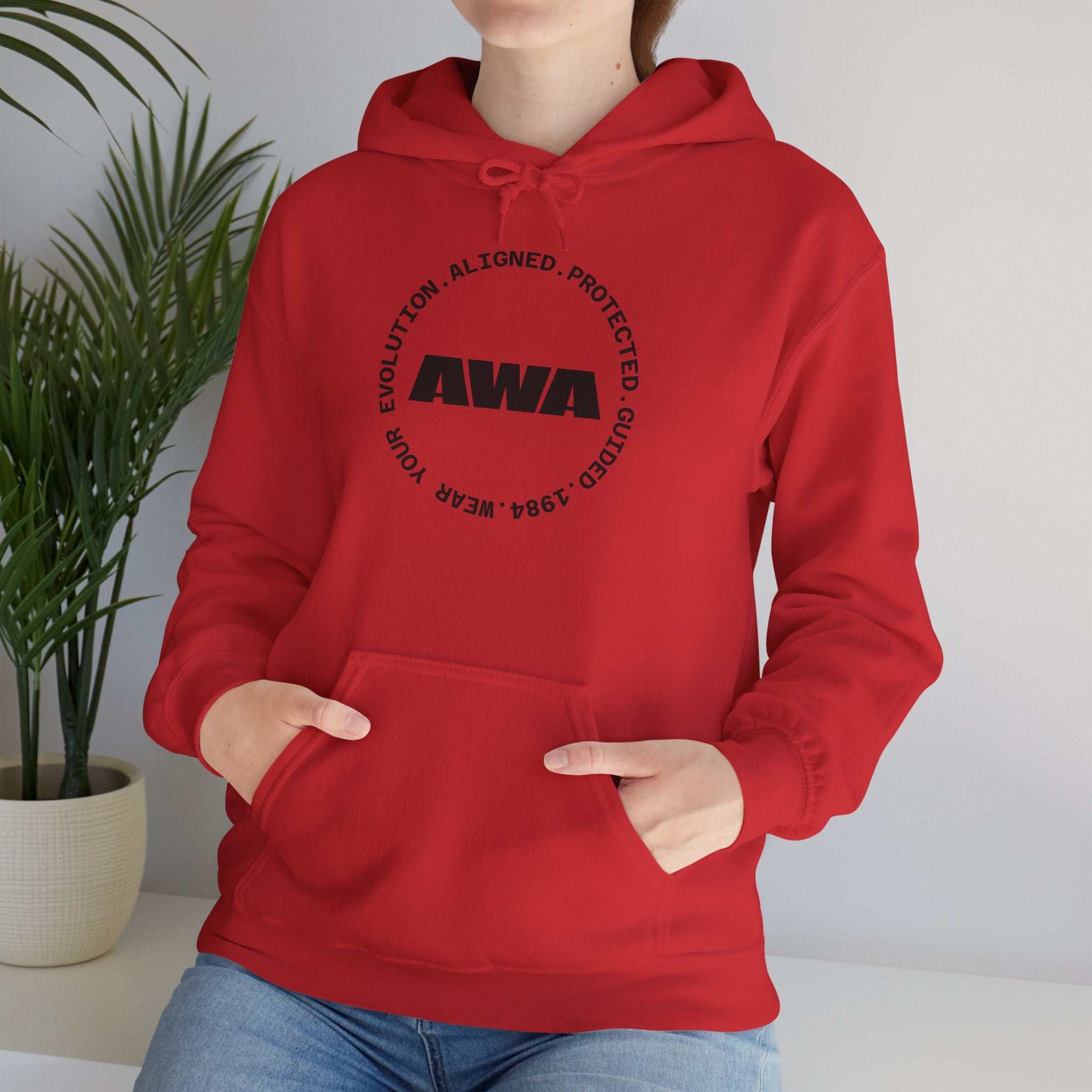 AWA Circle Logo Hoodie — Minimalist Monochrome Pullover