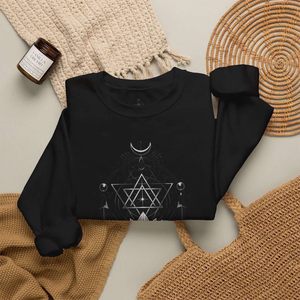 Lotus & Geometric Spiritual Crewneck Sweatshirt