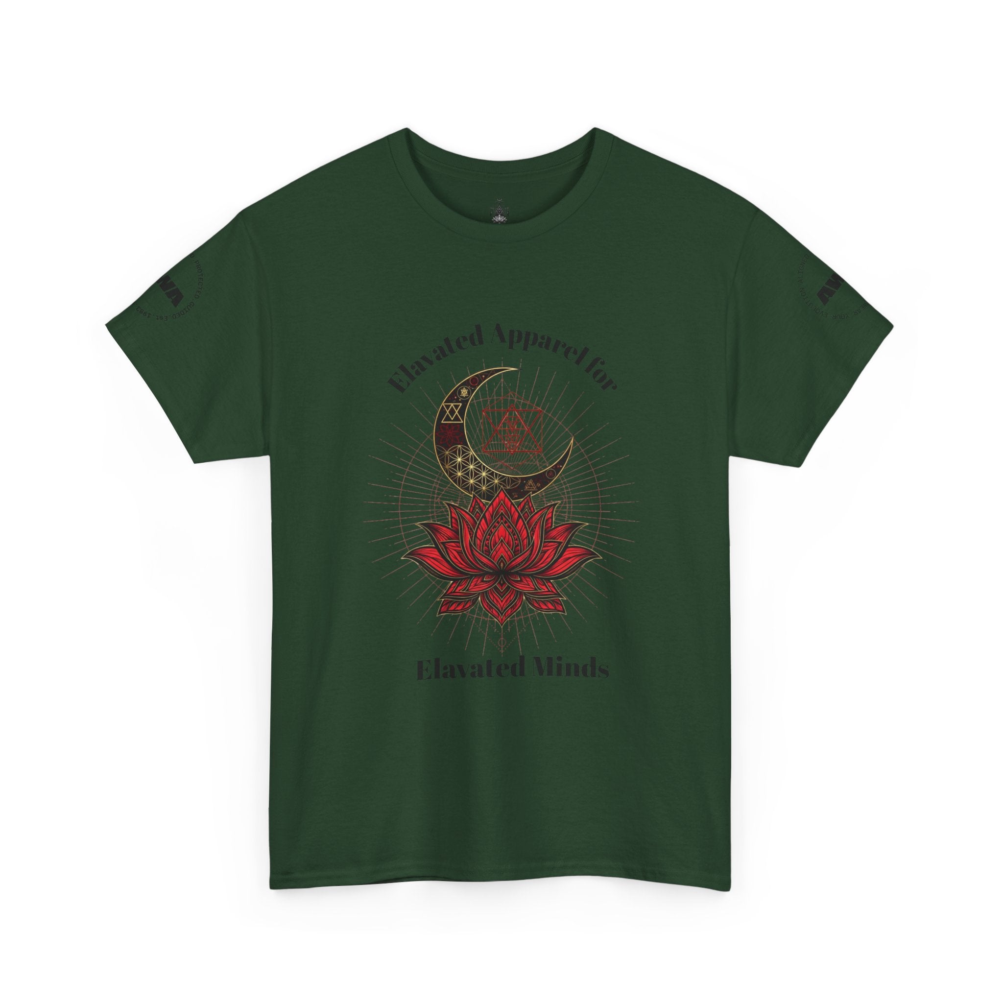 Lotus Moon Tee — "Elevated Minds" Spiritual Graphic T-Shirt - Awaken Within Apparel