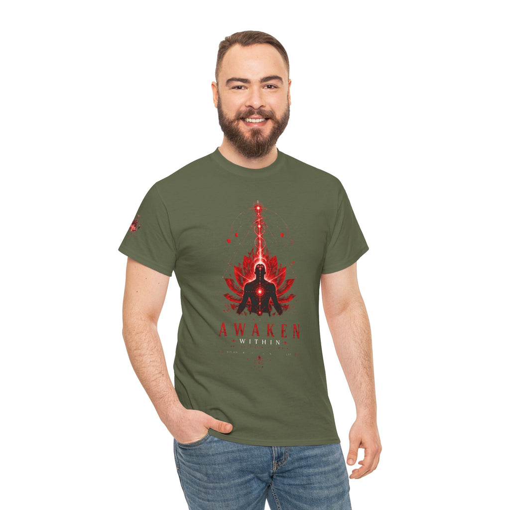 Awaken Meditation T-Shirt — Red Lotus Spiritual Tee - Awaken Within Apparel