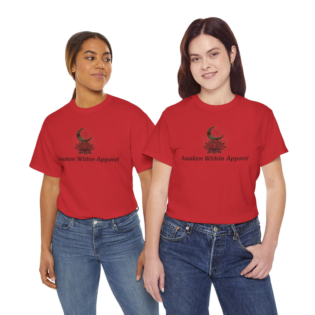 Awaken Within Apparel Tee — Crescent Moon & Sun Spiritual Graphic T-Shirt