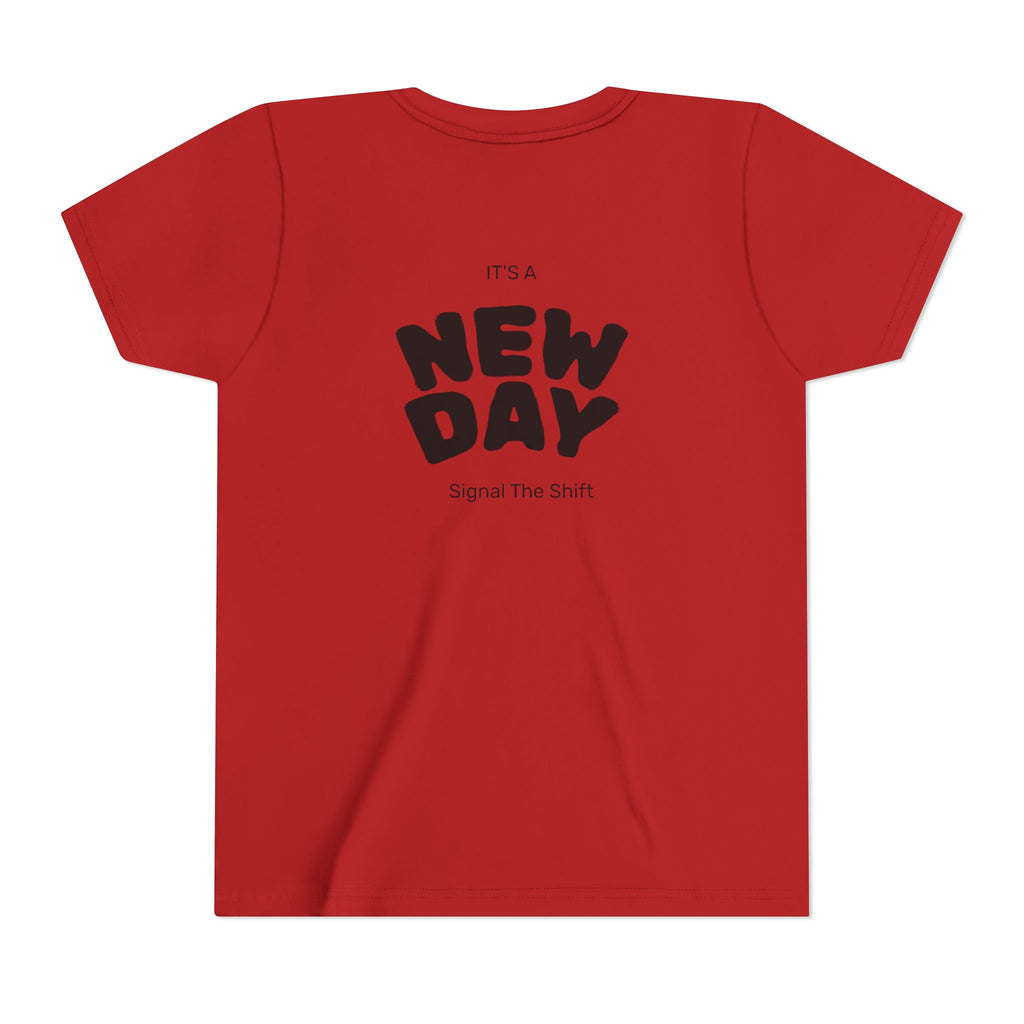 Youth Tee — "Awaken Within" Lotus Front & "It's a New Day" Back Inspirational Shirt