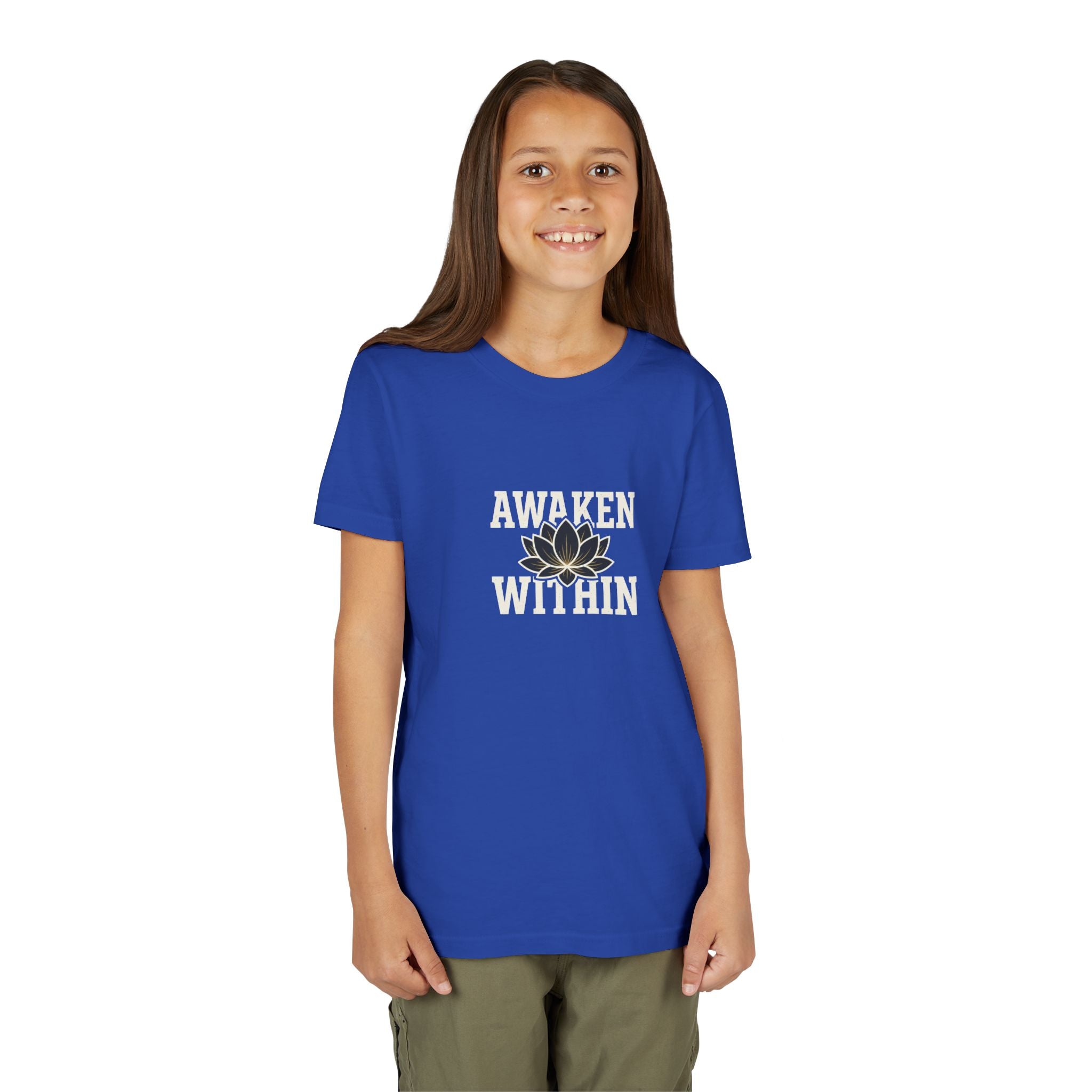 Youth Tee — "Awaken Within" Lotus Front & "It's a New Day" Back Inspirational Shirt