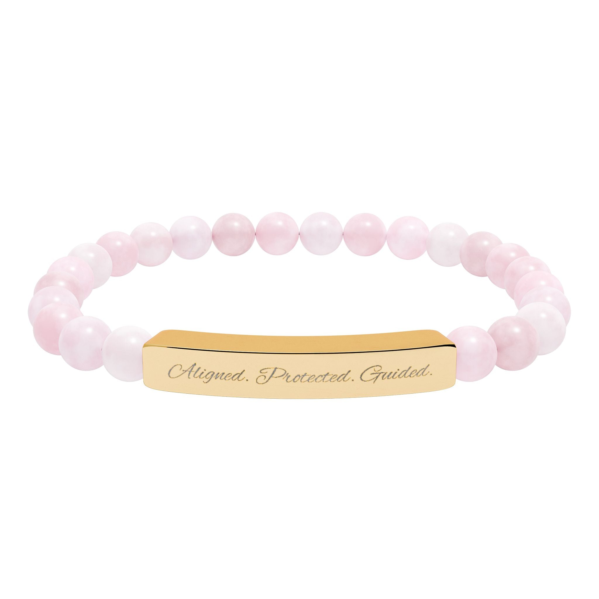 Engravable Natural Stone Bar Bracelet — Personalized Stretch Beaded Bracelet