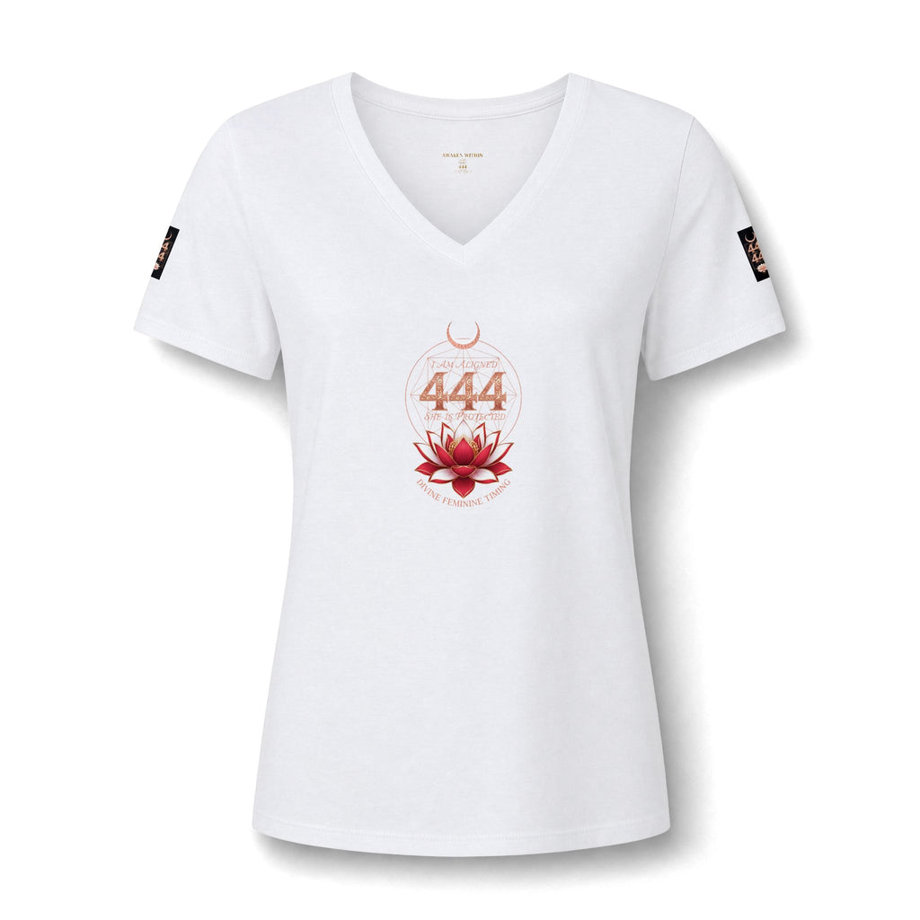 Awaken Within 444 Lotus V-Neck Tee – Women's Spiritual Shirt | Awaken Within Apparel