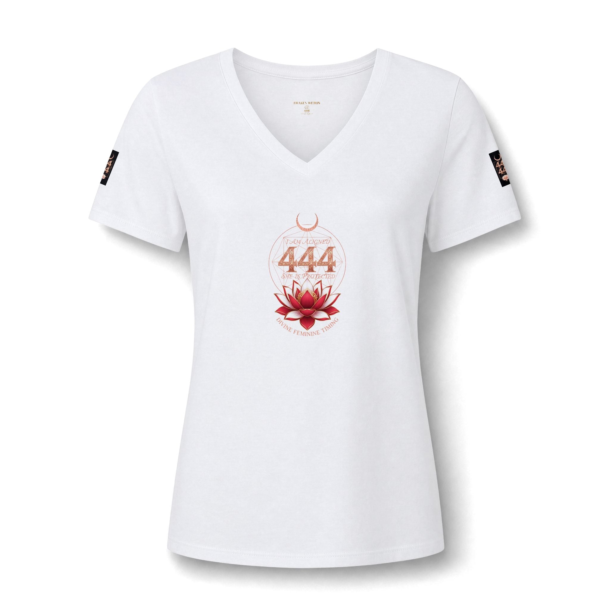 Awaken Within 444 Lotus V-Neck Tee – Women's Spiritual Shirt | Awaken Within Apparel