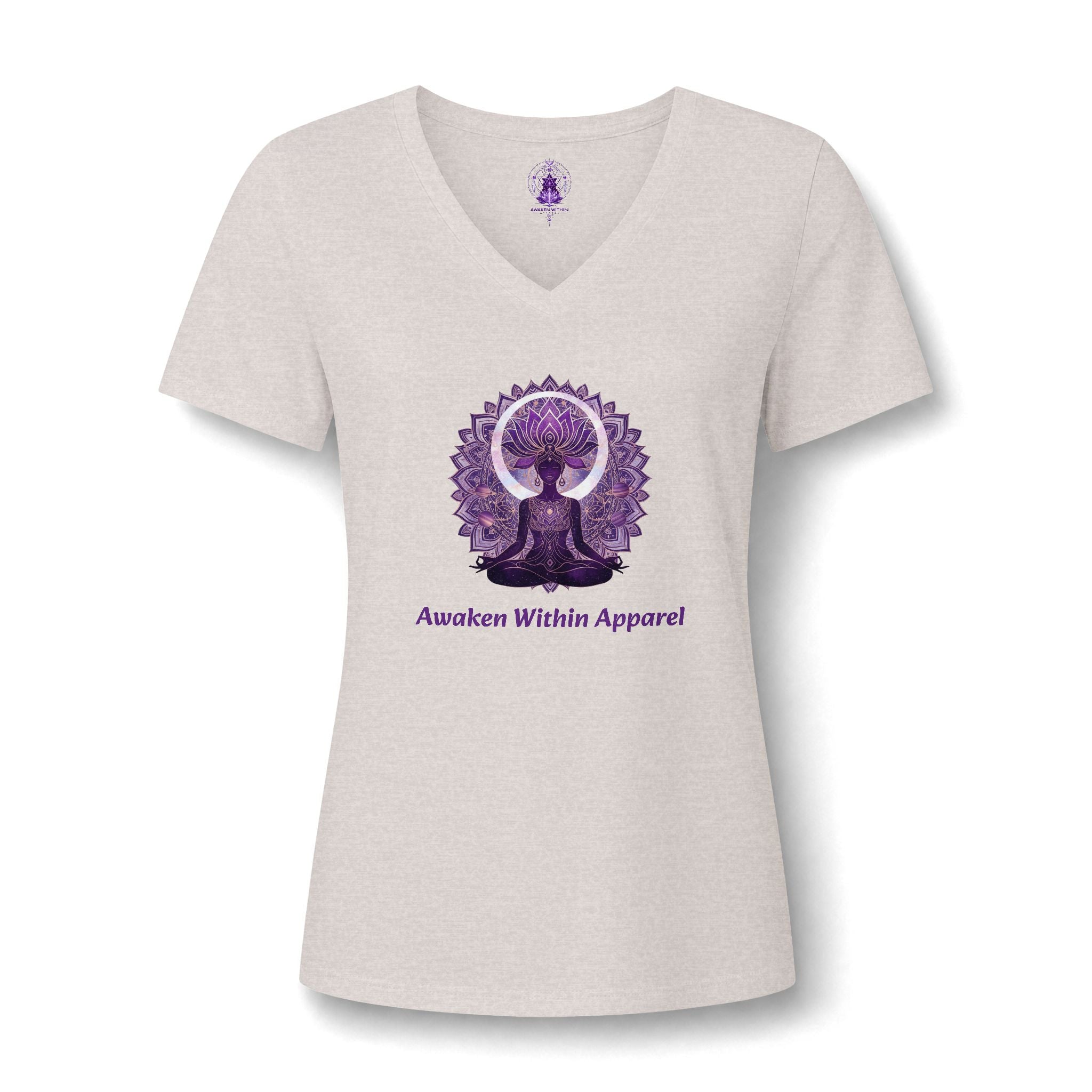 Meditation Mandala V-Neck Tee — "Awaken Within" Women's Spiritual Yoga Shirt