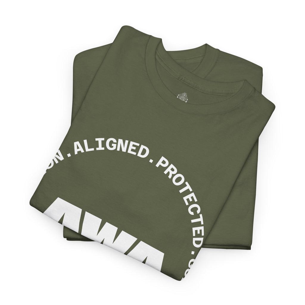 AWA Circle Logo Tee — Bold Black Graphic T‑Shirt with 'AWA' Emblem