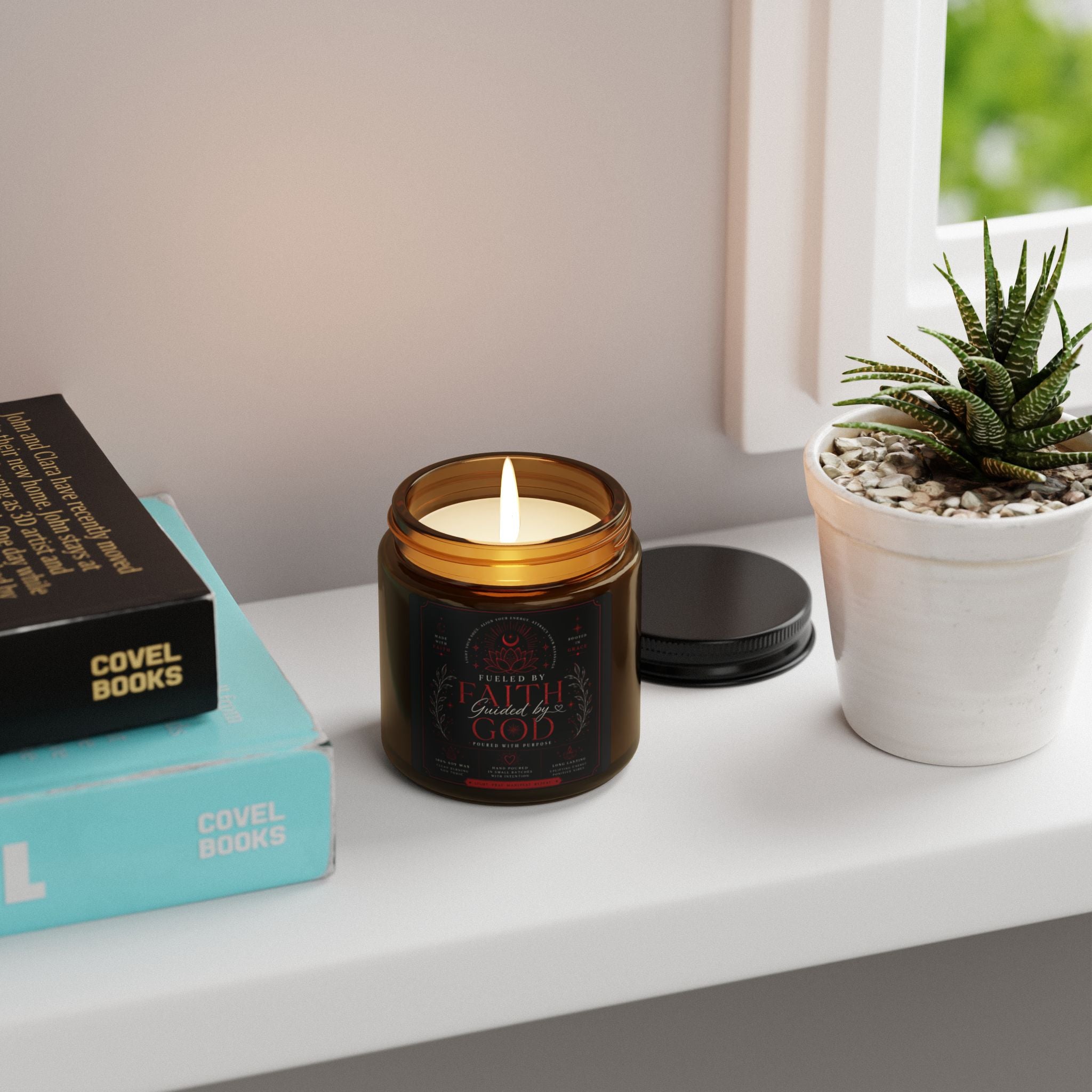 Faith & God Scented Soy Candle — Amber Jar Aromatherapy Candle (Multi-Size)