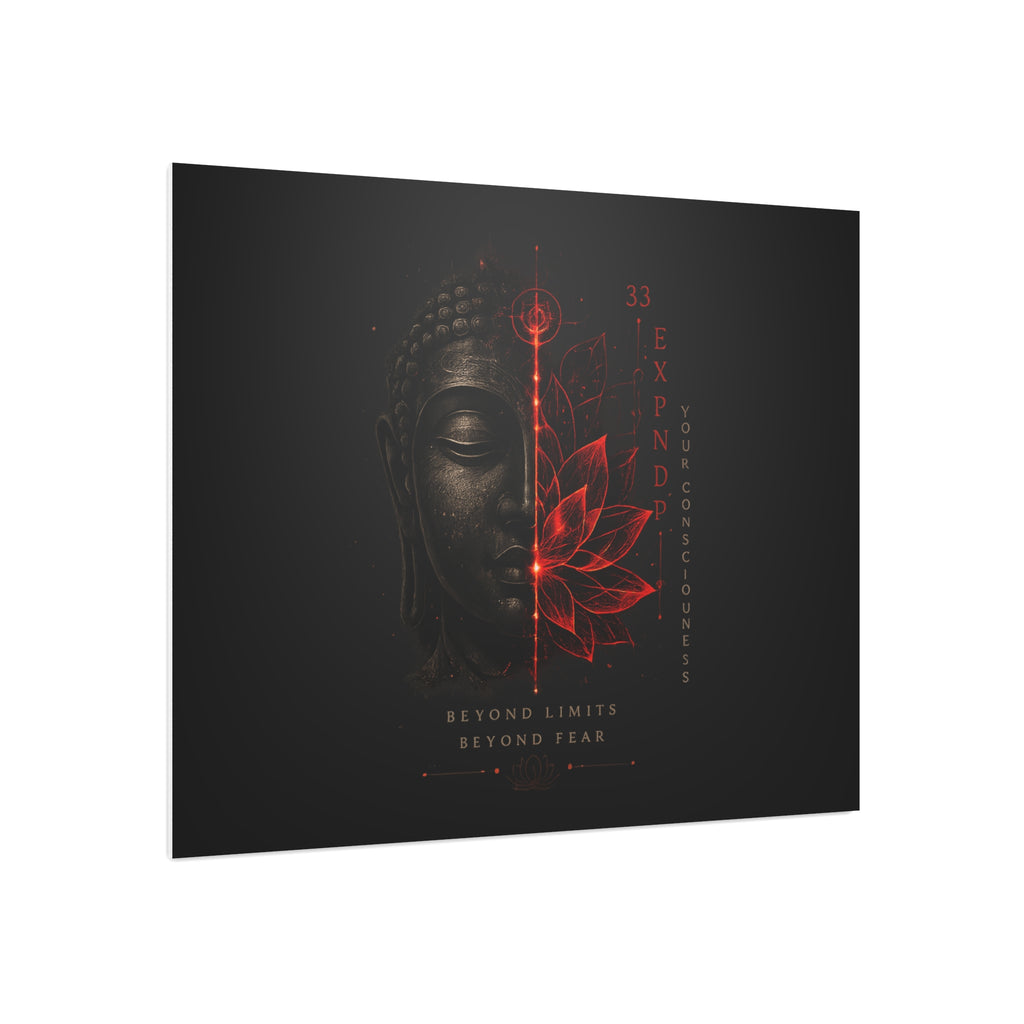 Foam Board - Red Lotus Buddha Wall Art | 'Beyond Limits Beyond Fear' Motivational Decor
