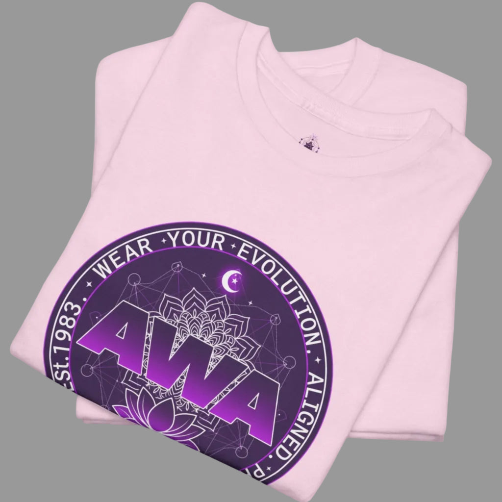 AWA Evolution Logo Purple Retro Space Graphic Tee