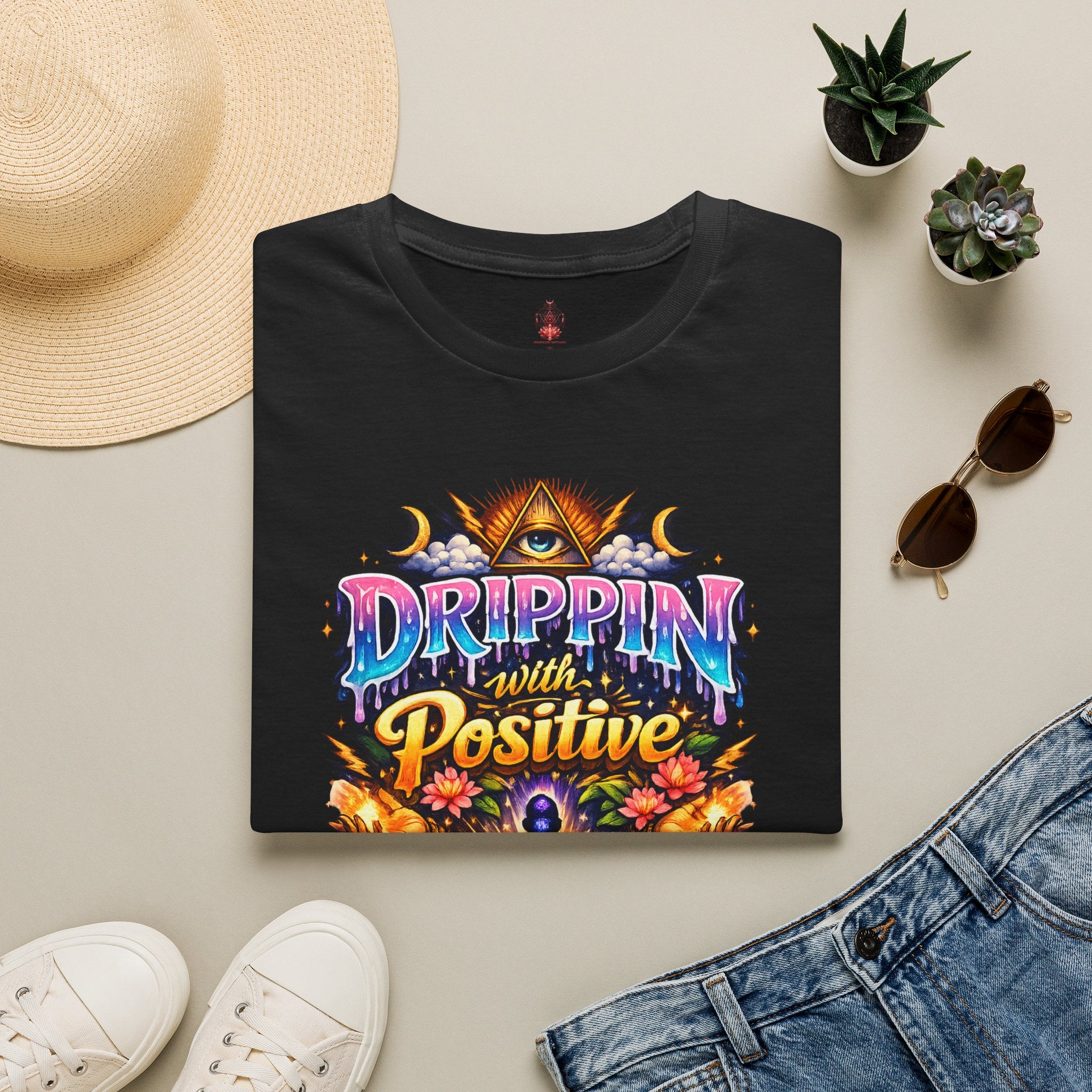 Positive Energy T-Shirt — 'Drippin' with Positive' Psychedelic Graphic Tee
