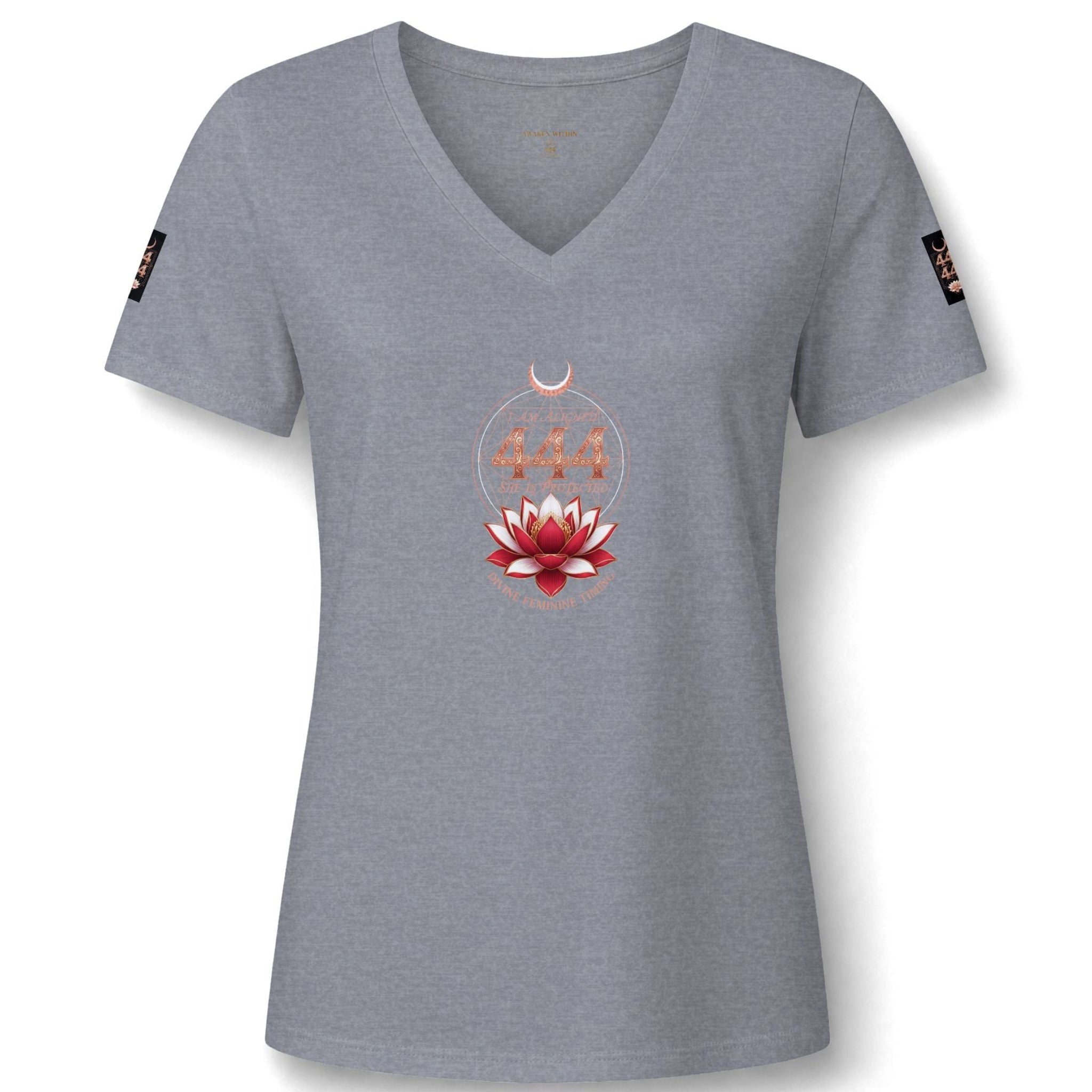 Awaken Within 444 Lotus V-Neck Tee – Women's Spiritual Shirt | Awaken Within Apparel