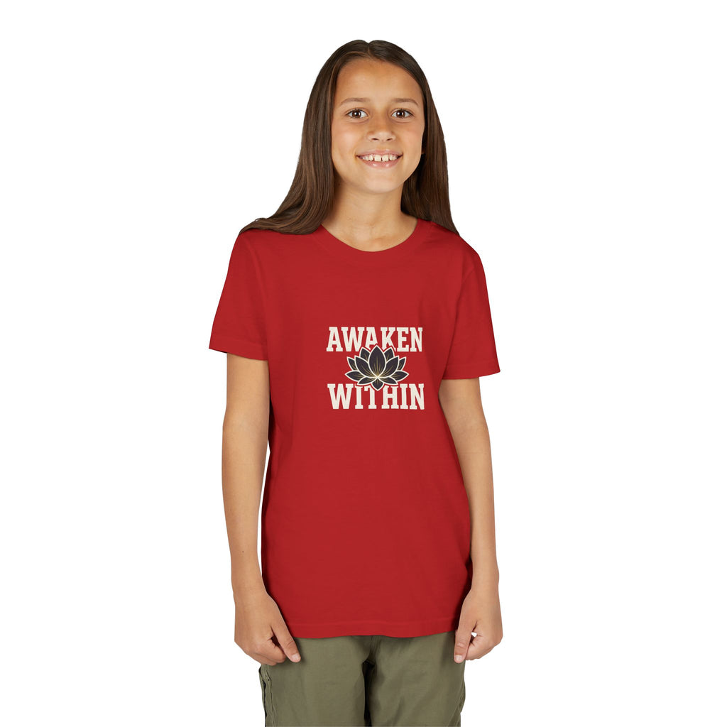 Youth Tee — "Awaken Within" Lotus Front & "It's a New Day" Back Inspirational Shirt
