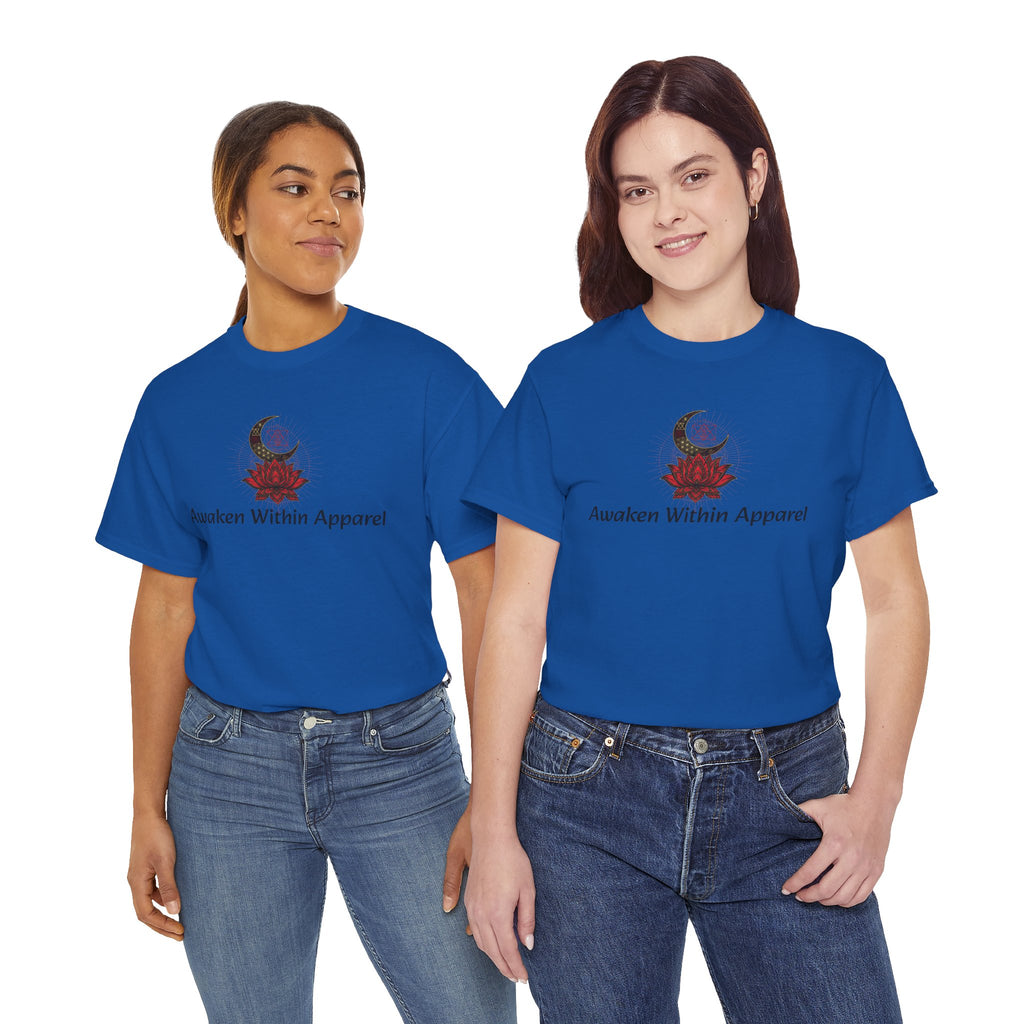 Awaken Within Apparel Tee — Crescent Moon & Sun Spiritual Graphic T-Shirt