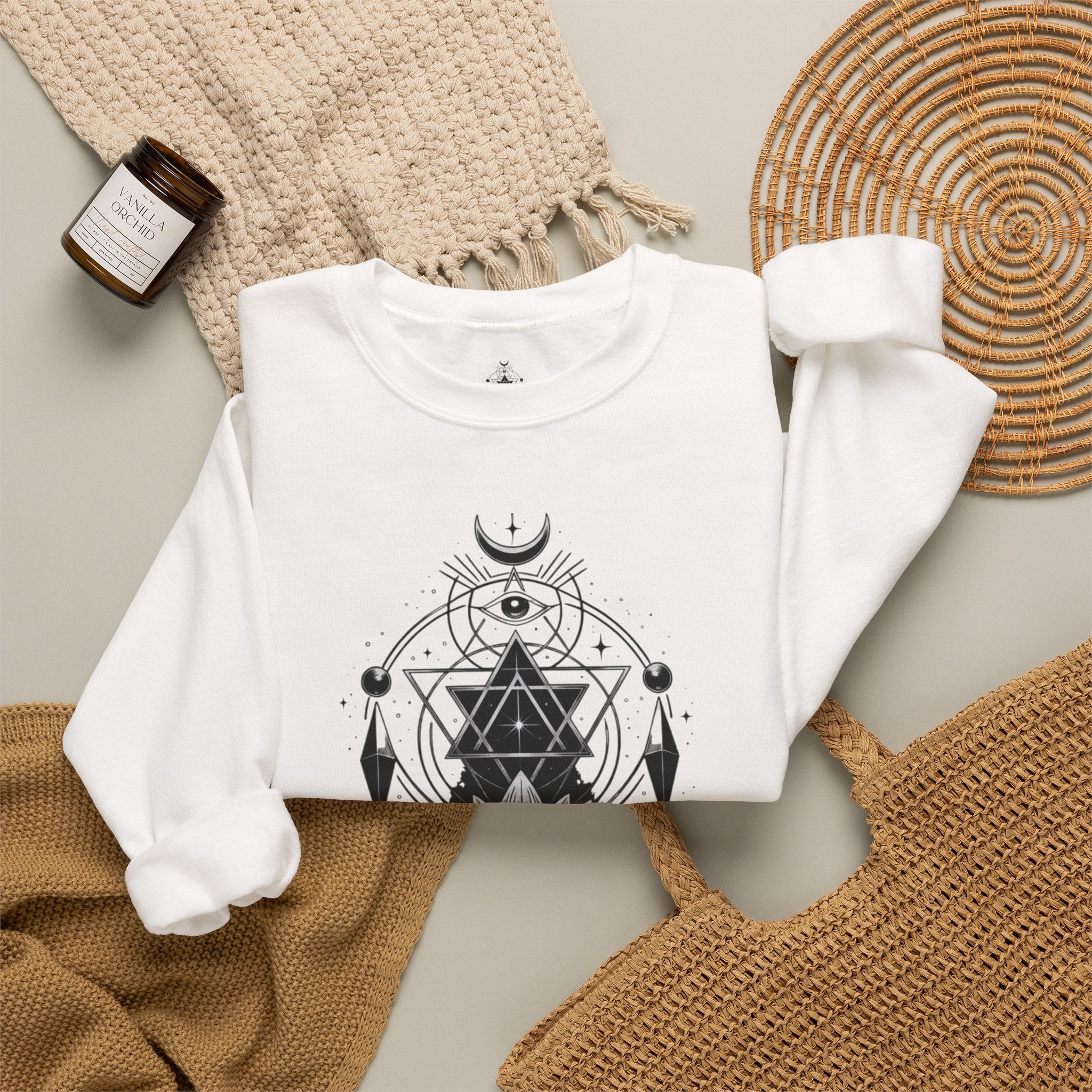 Lotus & Geometric Spiritual Crewneck Sweatshirt