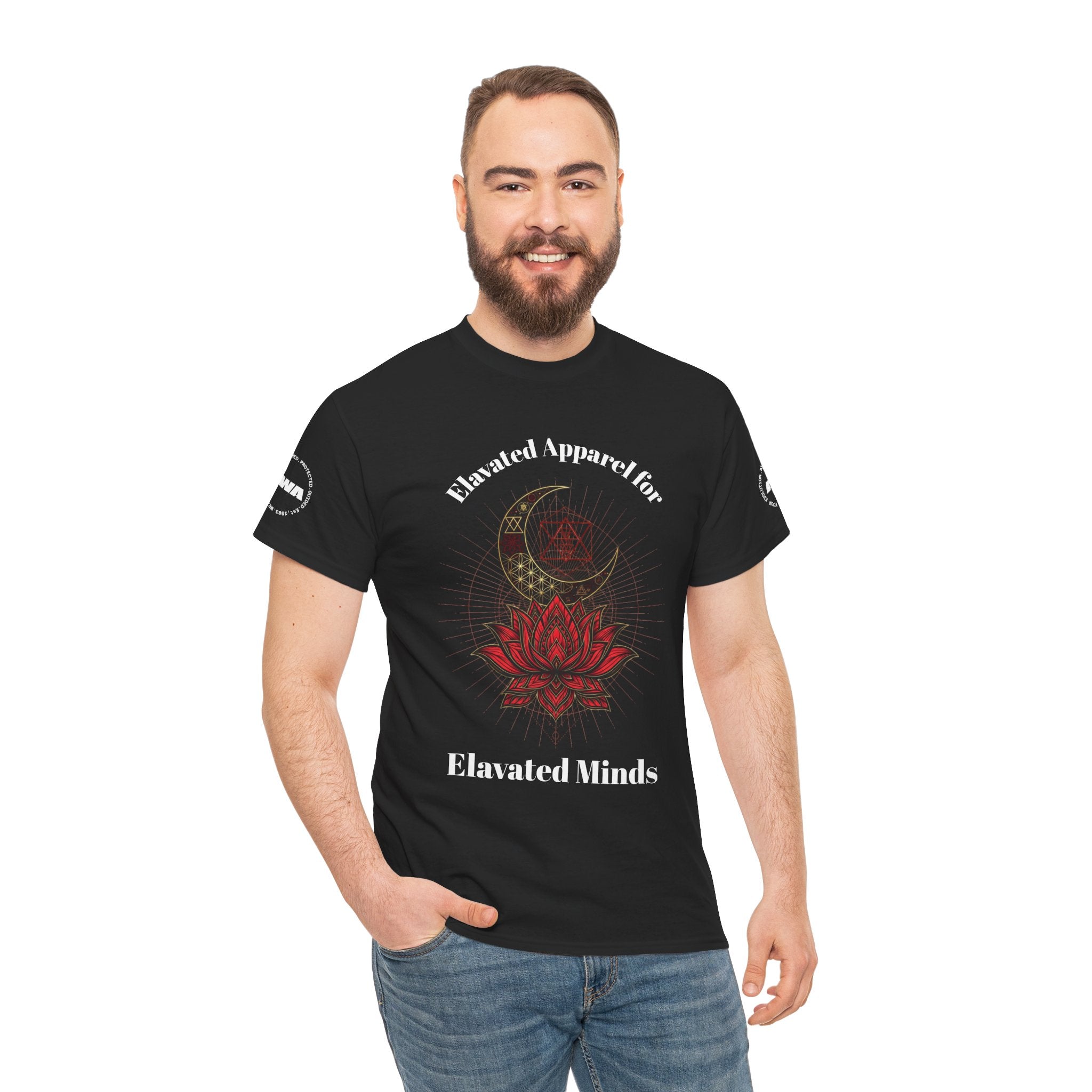 Elevated Minds Lotus Tee — Spiritual Graphic T-Shirt with Moon & Lotus - Awaken Within Apparel