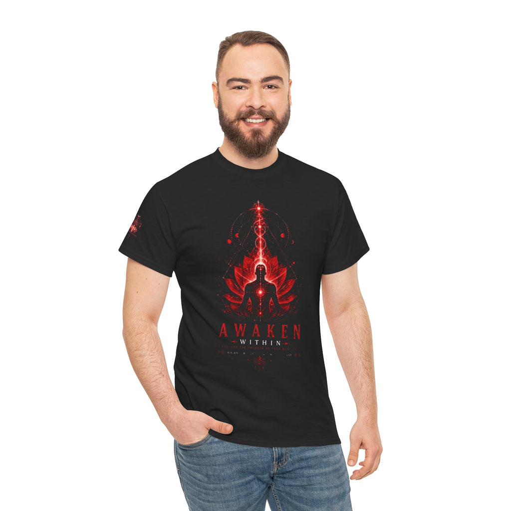 Awaken Meditation T-Shirt — Red Lotus Spiritual Tee - Awaken Within Apparel