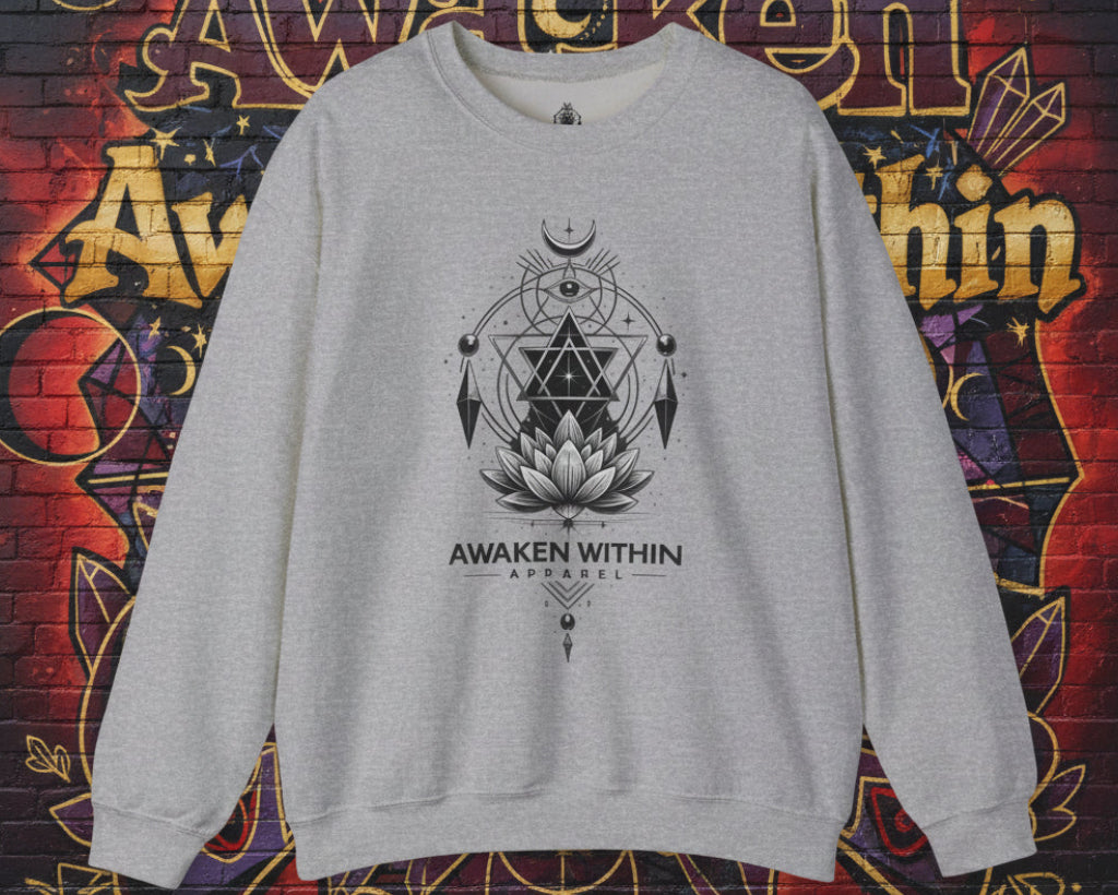 Lotus & Geometric Spiritual Crewneck Sweatshirt