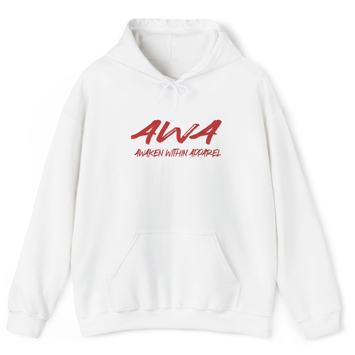 AWA Red Script Hoodie — Awaken Within Apparel Graphic Sweatshirt