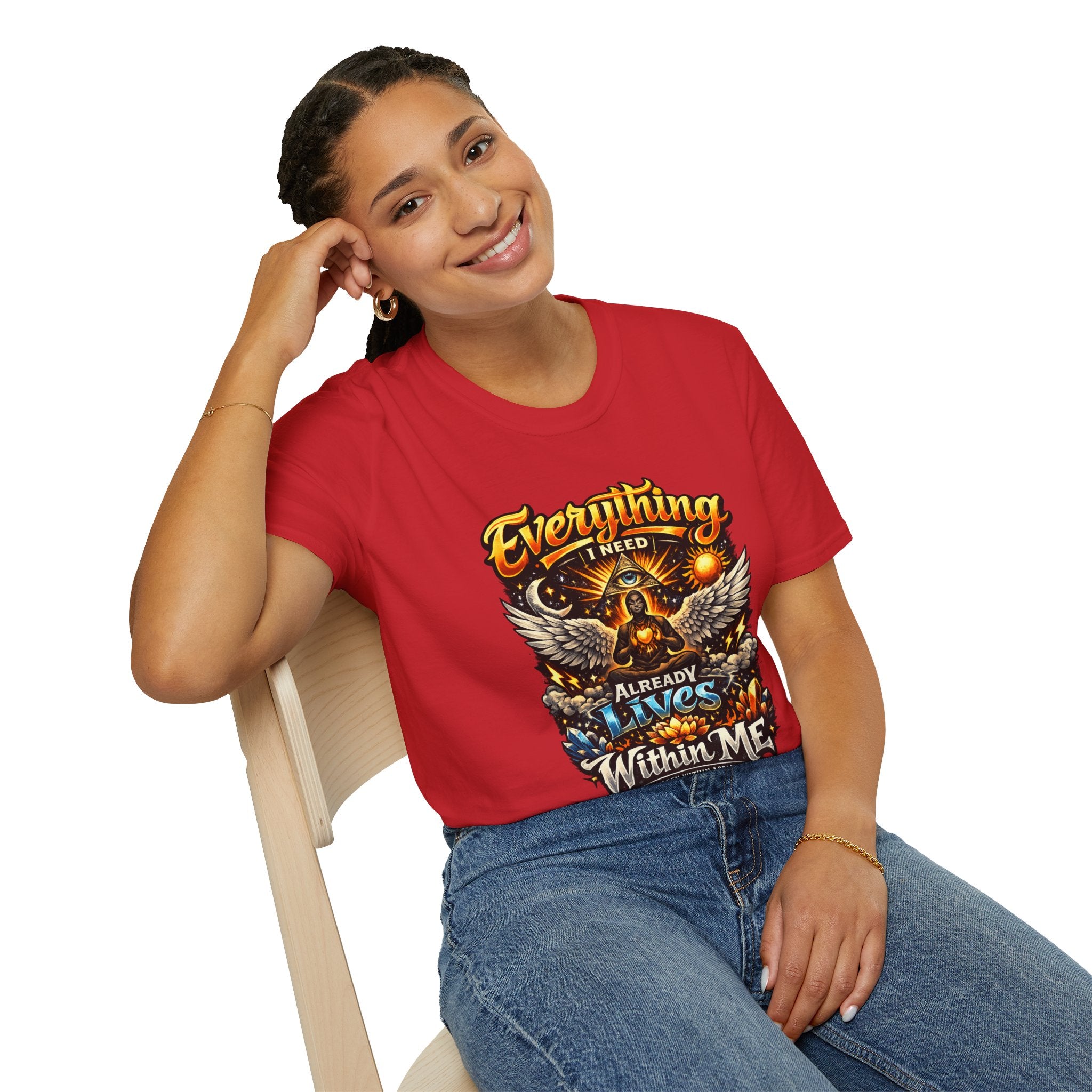 Spiritual Graphic T-Shirt — "Everything I Need Already Lives Within Me" - Awaken Within Apparel