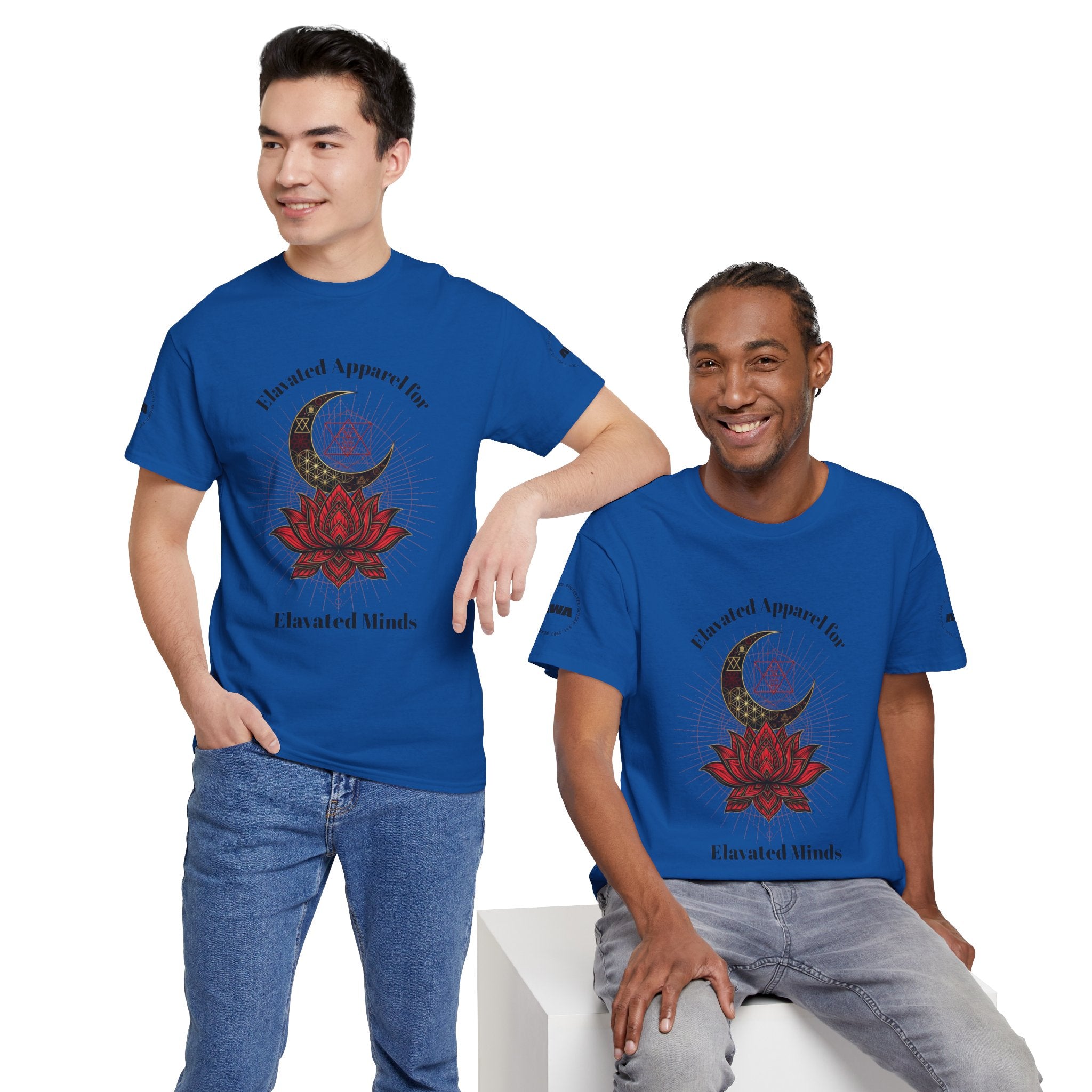 Lotus Moon Tee — "Elevated Minds" Spiritual Graphic T-Shirt - Awaken Within Apparel